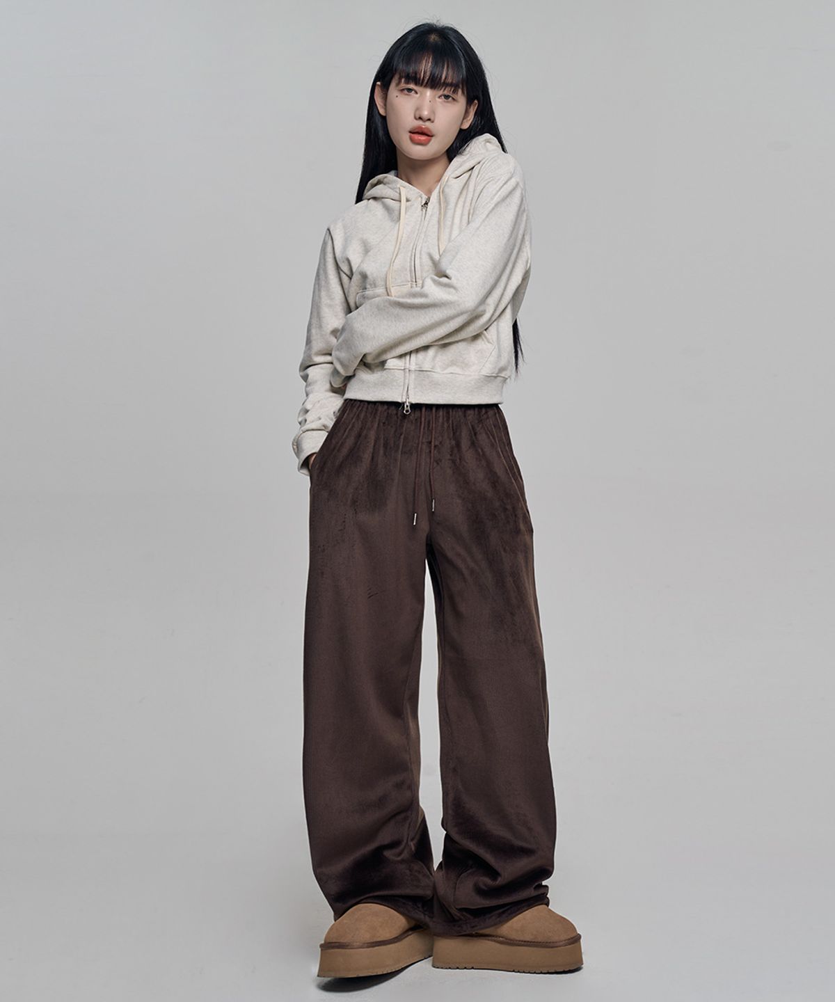 칙스(CHICKS) 테린 코듀로이 융기모 팬츠