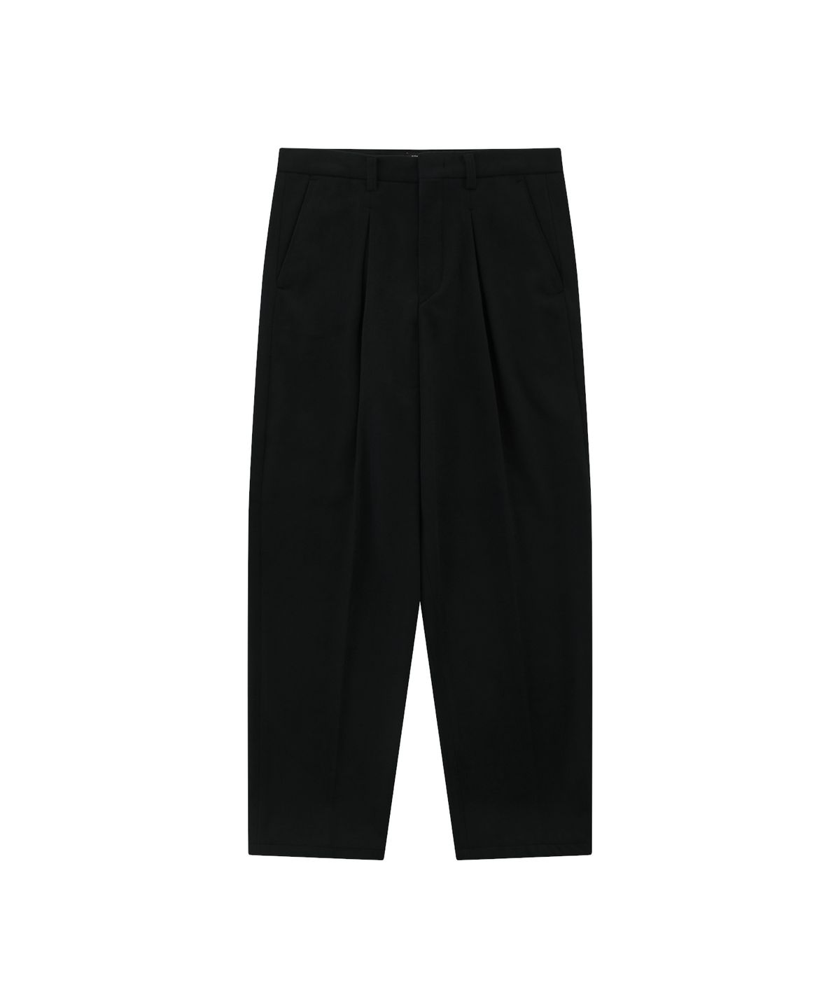 홍우성(HONGWOOSUNG) WIDE WOOL INVERTED PLEATS TROUSERS_BLACK