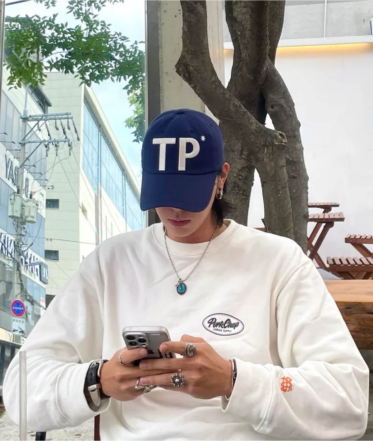 테포르(TEPOR) TP 빅로고 엠보 볼캡 - 네이비