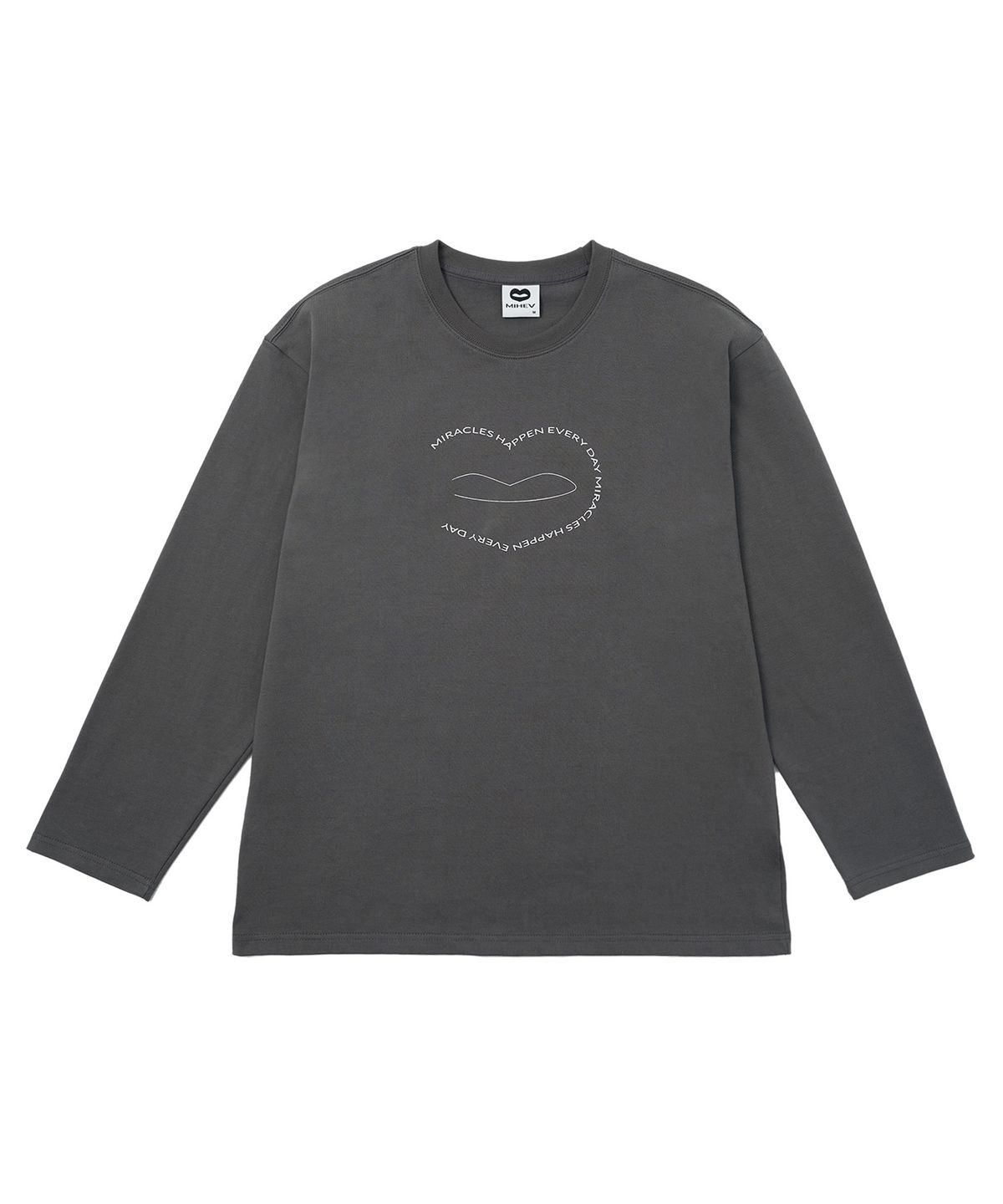 미헤브(MIHEV) [UNISEX] 레터링 심볼 오버사이즈 롱슬리브 차콜