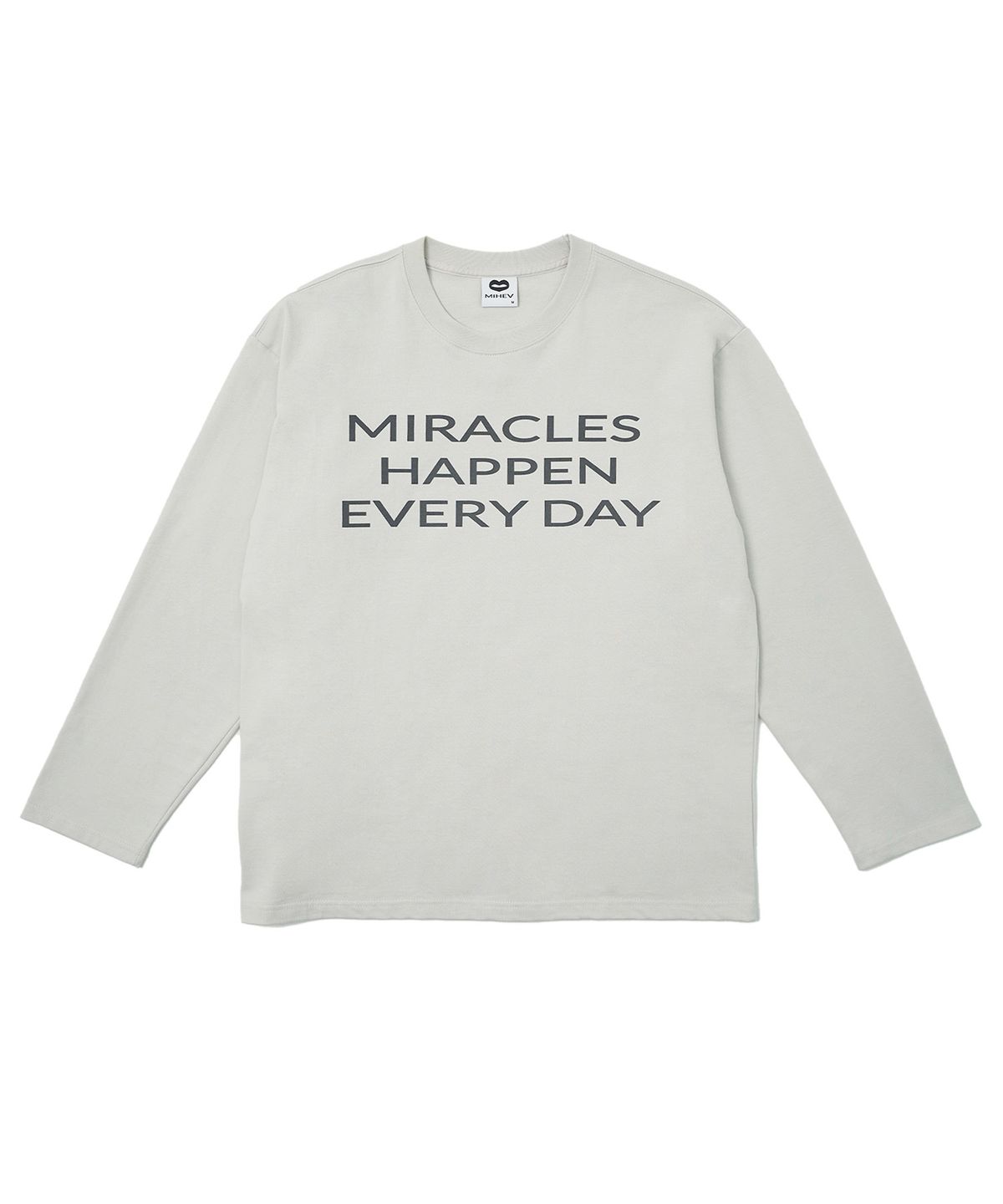 미헤브(MIHEV) [UNISEX] 슬로건 오버사이즈 롱 슬리브 라이트 그레이