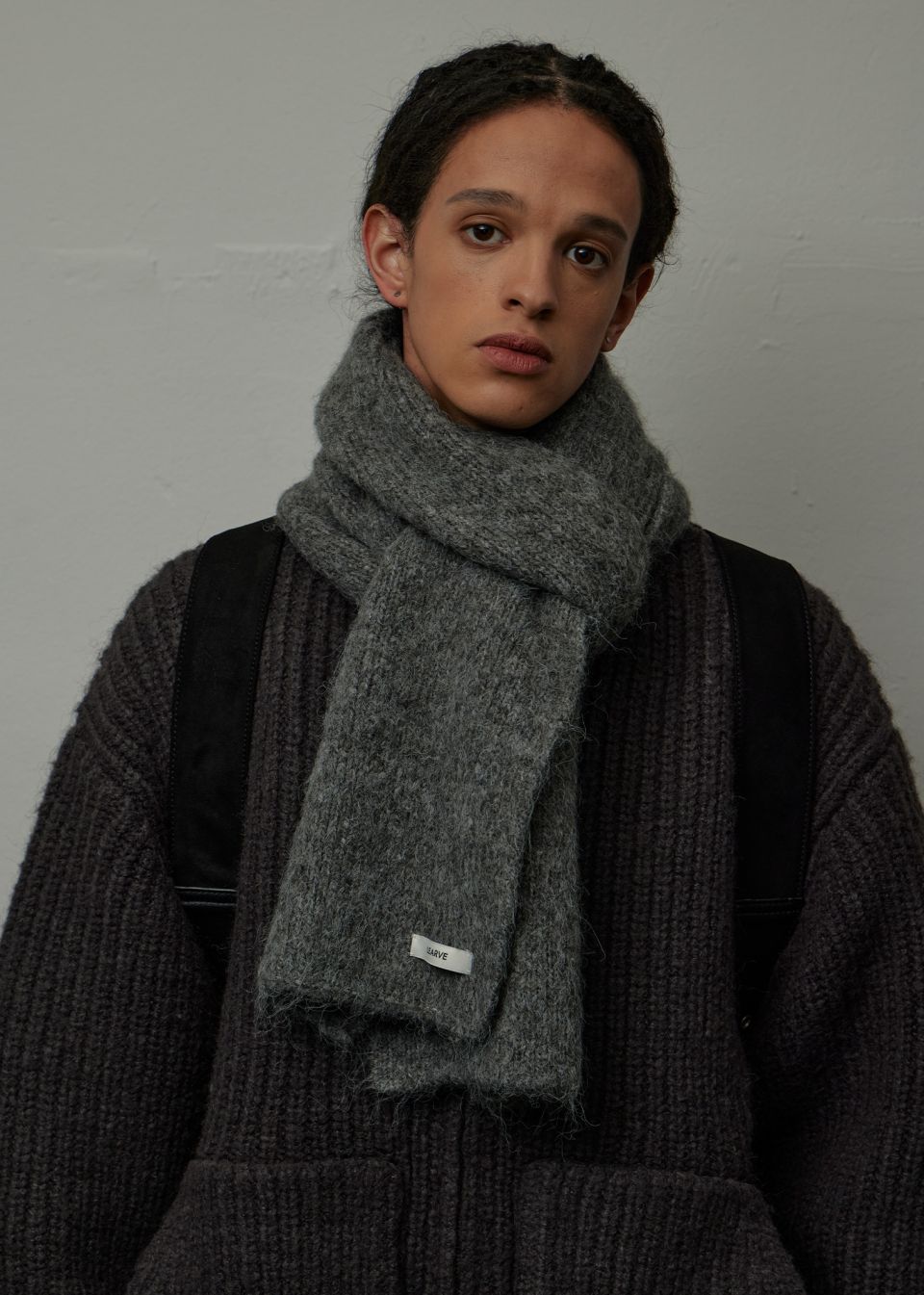 MUSINSA | LEARVE Objé Alpaca Scarf Mist Charcoal