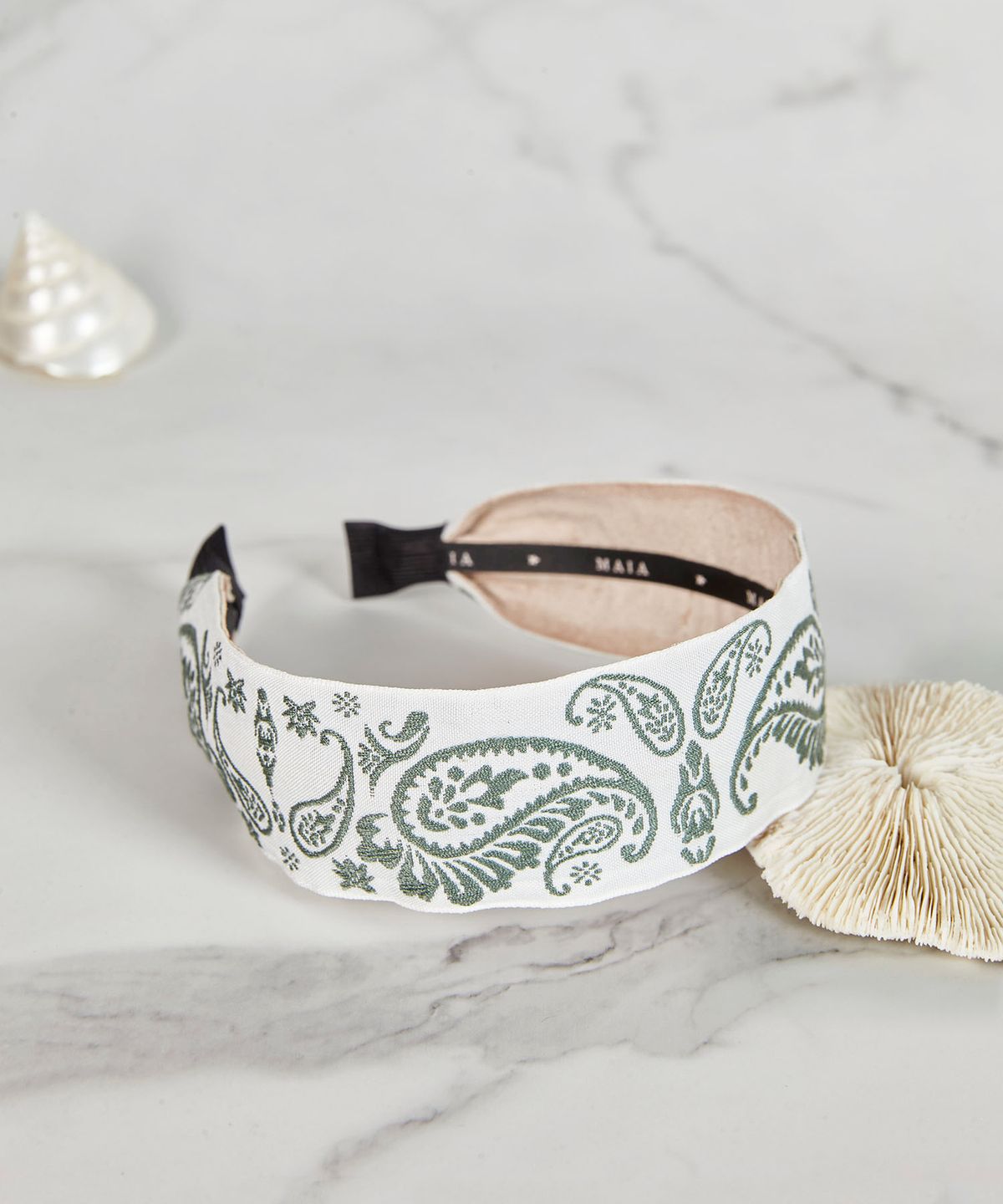 마이아(MAIA) 페이즐리 헤어밴드-민자형 카키