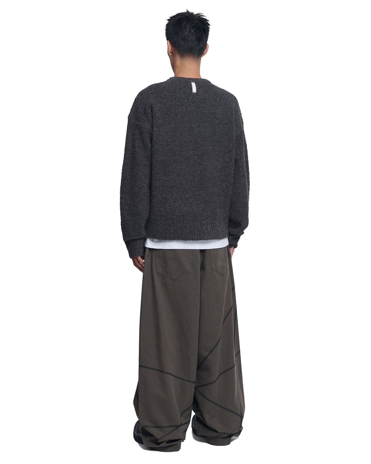 노매뉴얼(NOMANUAL) REVERSIBLE WOOL HAIRY KNIT - CHARCOAL