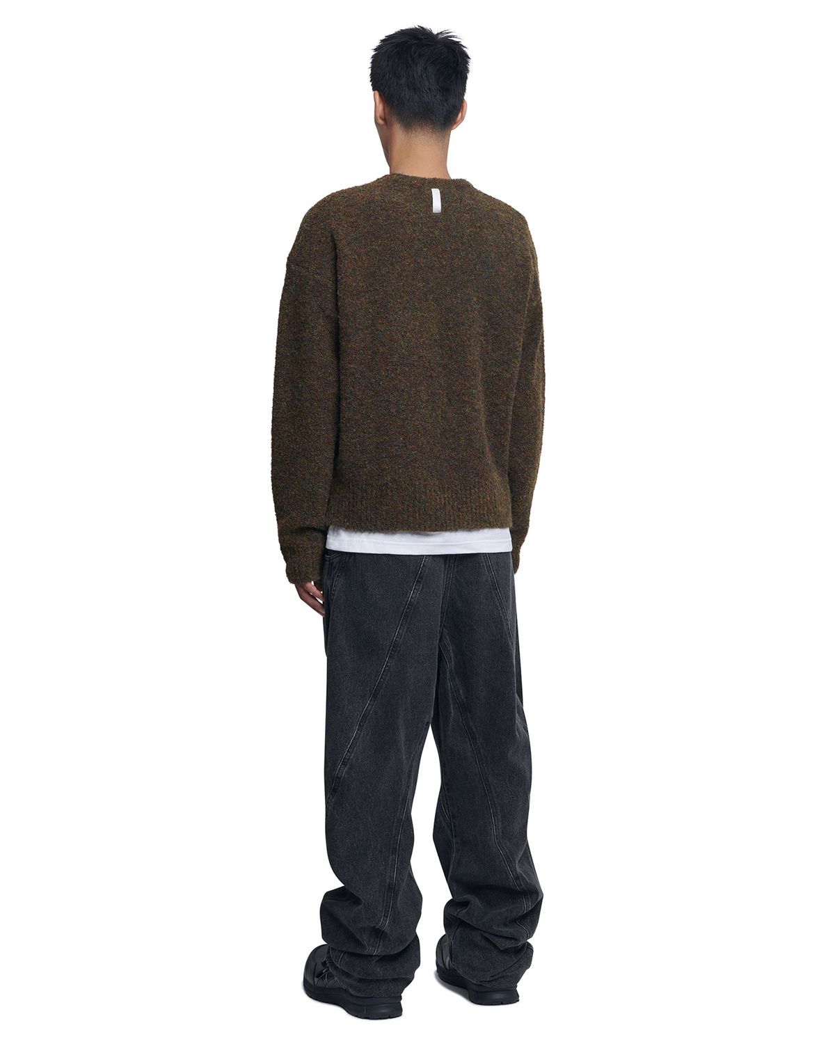 노매뉴얼(NOMANUAL) REVERSIBLE WOOL HAIRY KNIT - MOSS