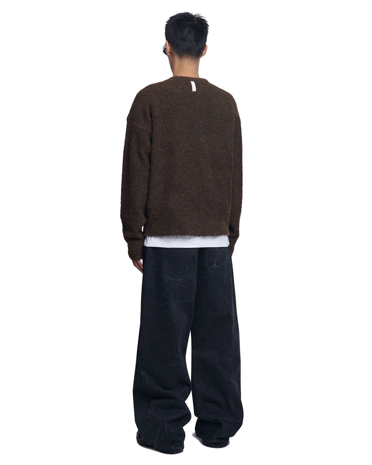 노매뉴얼(NOMANUAL) REVERSIBLE WOOL HAIRY KNIT - BROWN