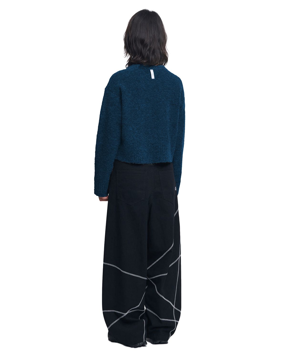 노매뉴얼(NOMANUAL) REVERSIBLE WOOL HAIRY KNIT - WHALE BLUE