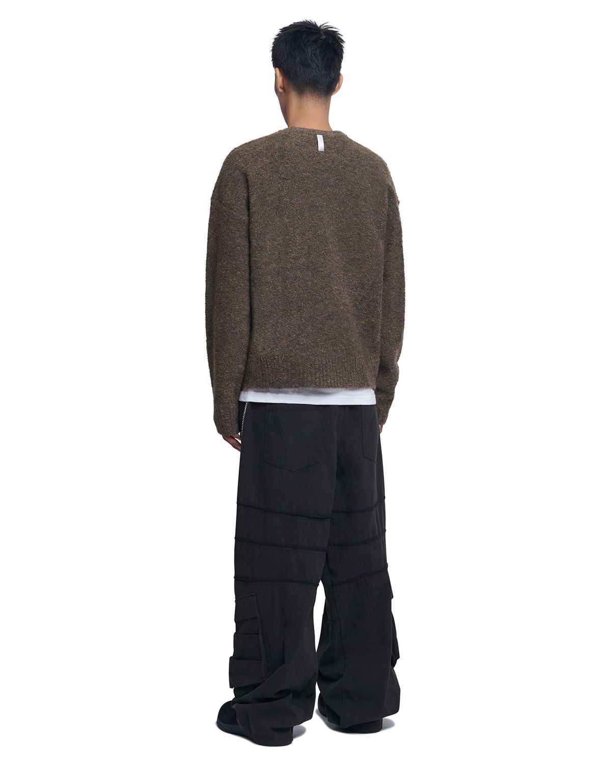 노매뉴얼(NOMANUAL) REVERSIBLE WOOL HAIRY KNIT - MUD
