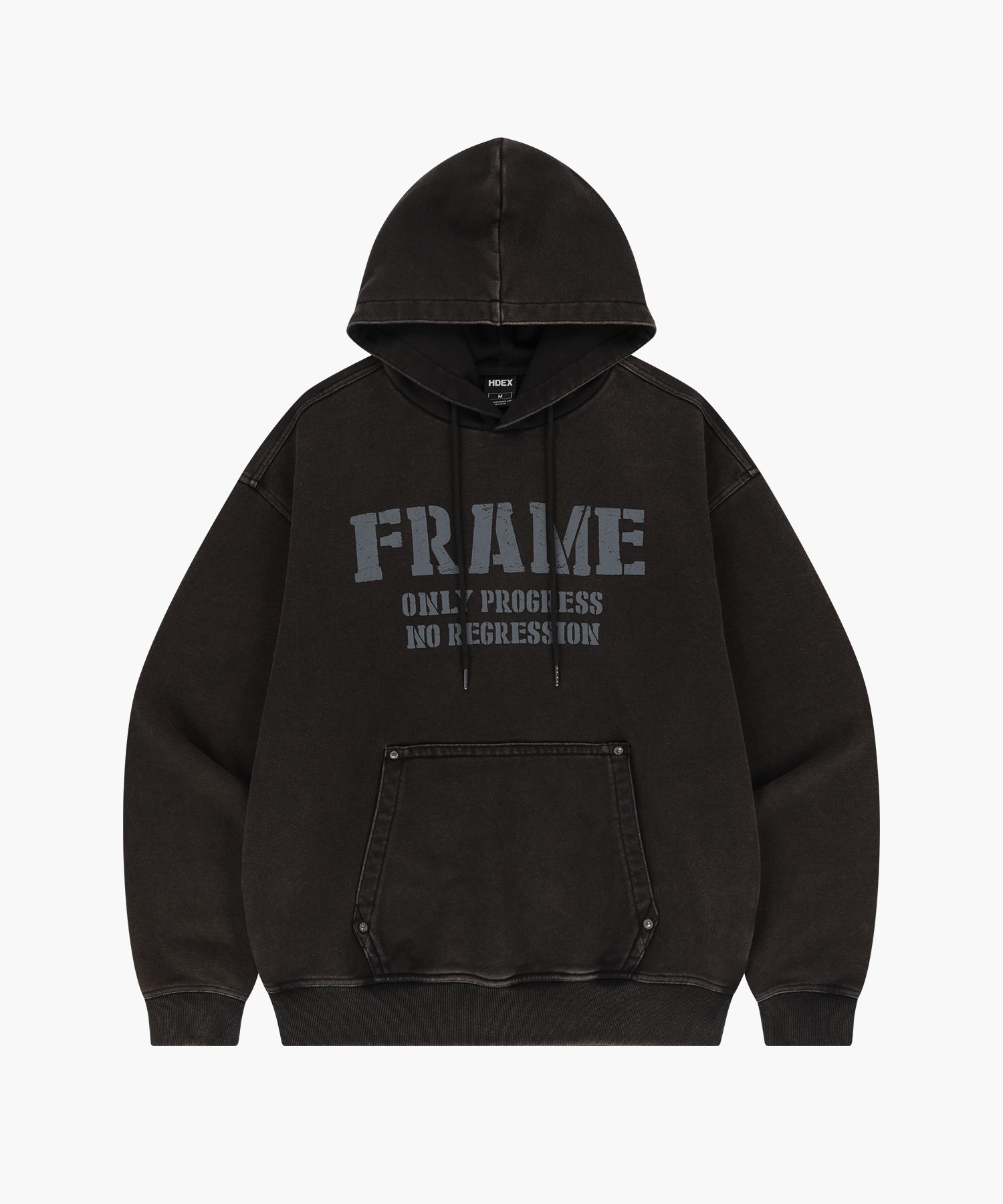 【HDEX】 Faded Washed Frame Hoodie / 追跡付 MUSINSA公式 | HDEX Faded Washed Frame Hoodie (Black)