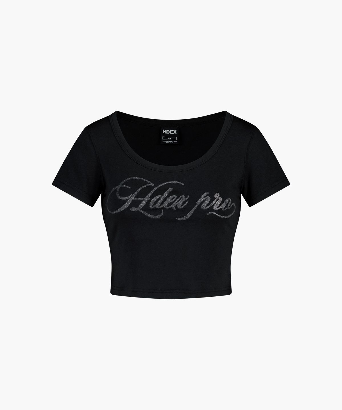 에이치덱스(HDEX) 스파클 딥넥 크롭 숏 슬리브 (Black)