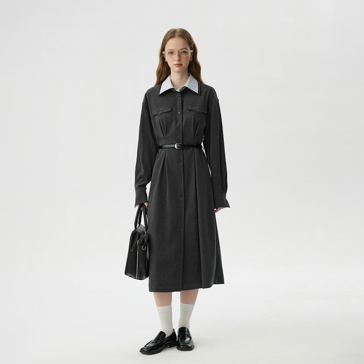 웬스데이딜라잇(WEDNESDAY DELIGHT) WD_Color lapel shirt dress