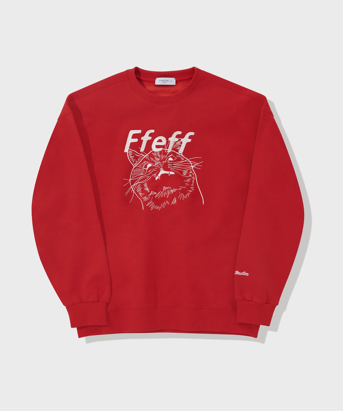 페프스튜디오(FFEFF STUDIO) 아트워크 애니멀 자수 맨투맨 (레드)
