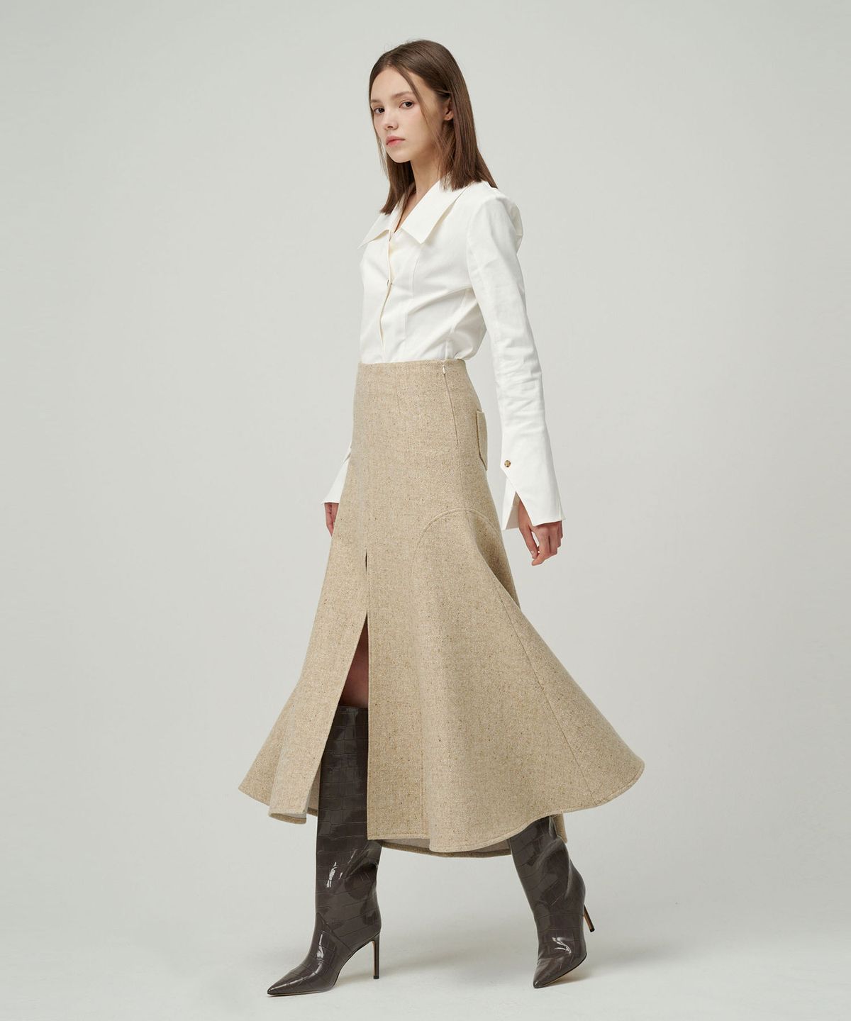 세컨드 아르무아(02ARMOIRE) Aveline Skirt _ Oatmeal