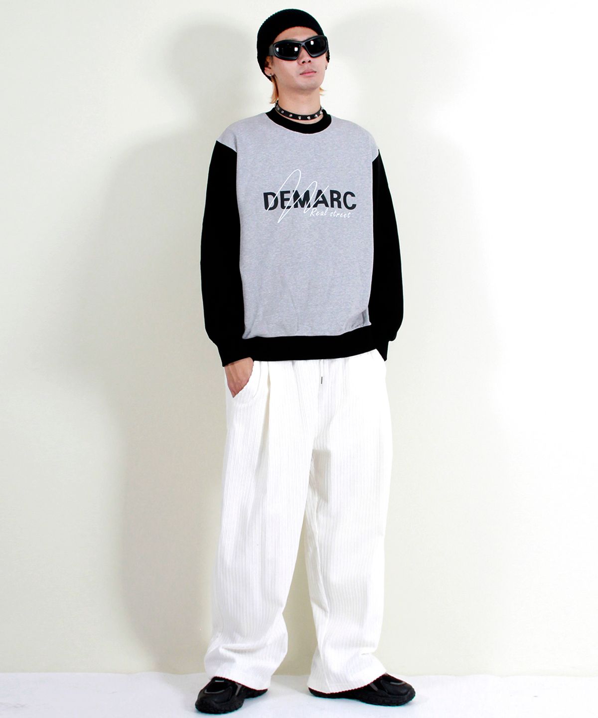 드마크(DEMARC) 코듀로이 리얼 와이드 원턱 팬츠 화이트