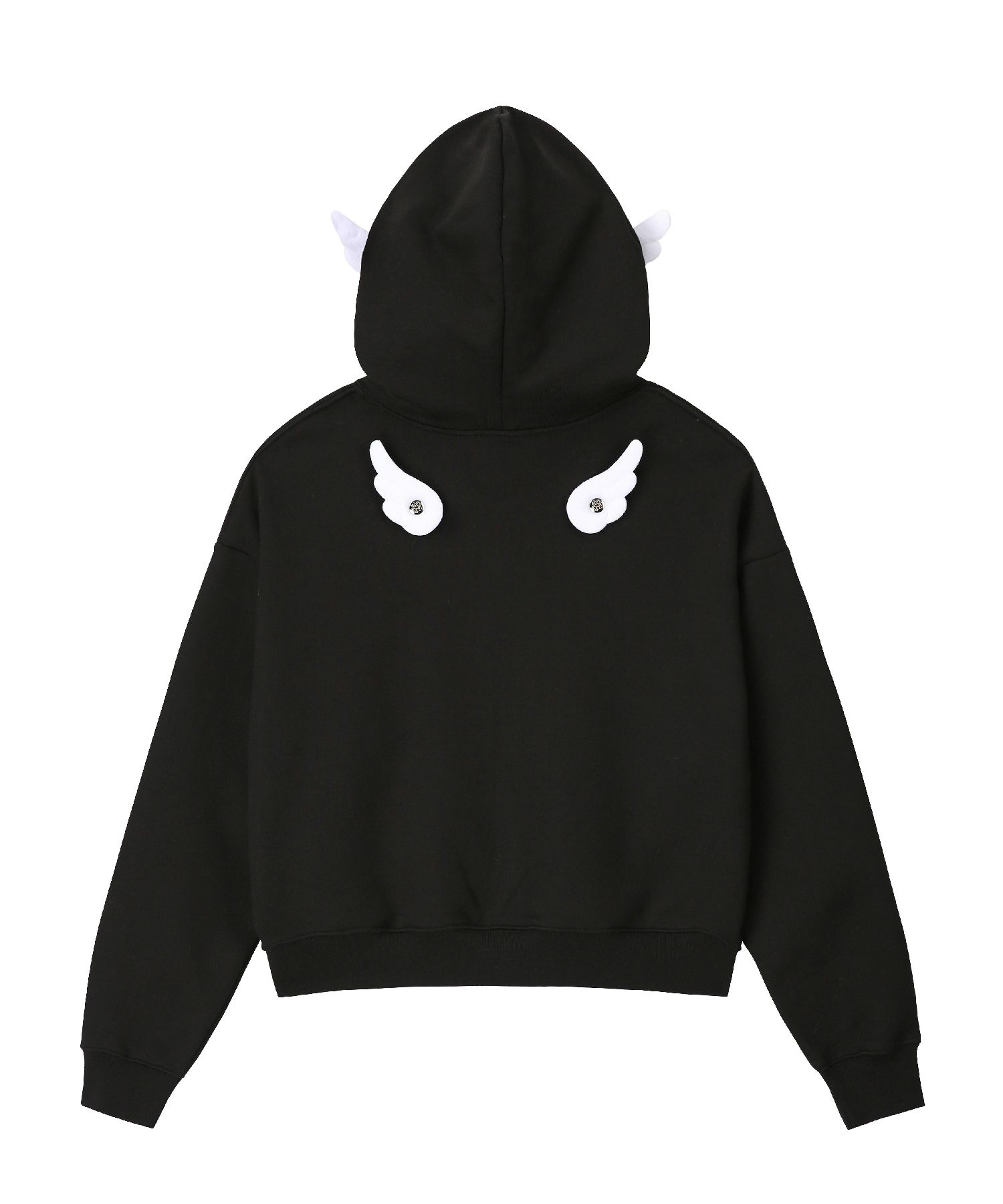 MUDULE lounge zip hoodie パーカー ムジュール 韓国 MUSINSA公式 | CLUT STUDIO Wing Hood Zip-Up - Black