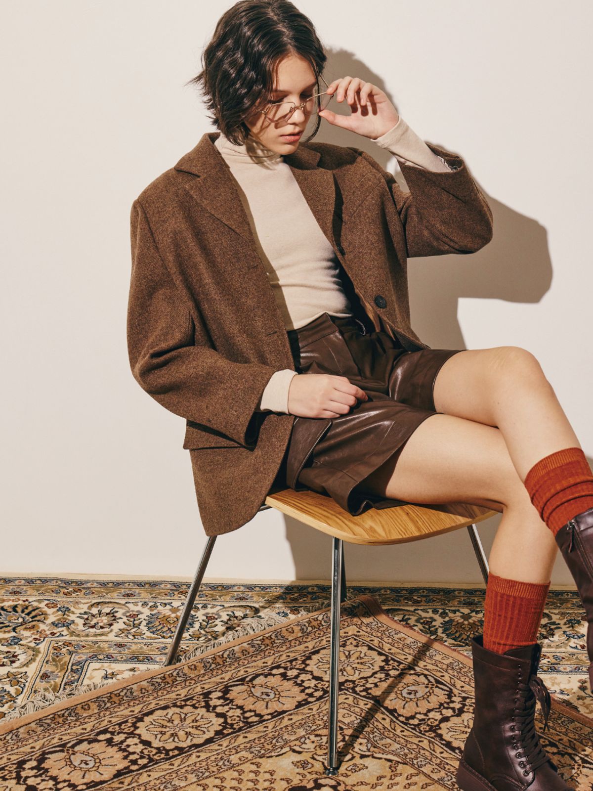 미바이와이(MI BY Y) 해리스 울 싱글자켓_KHAKI BROWN