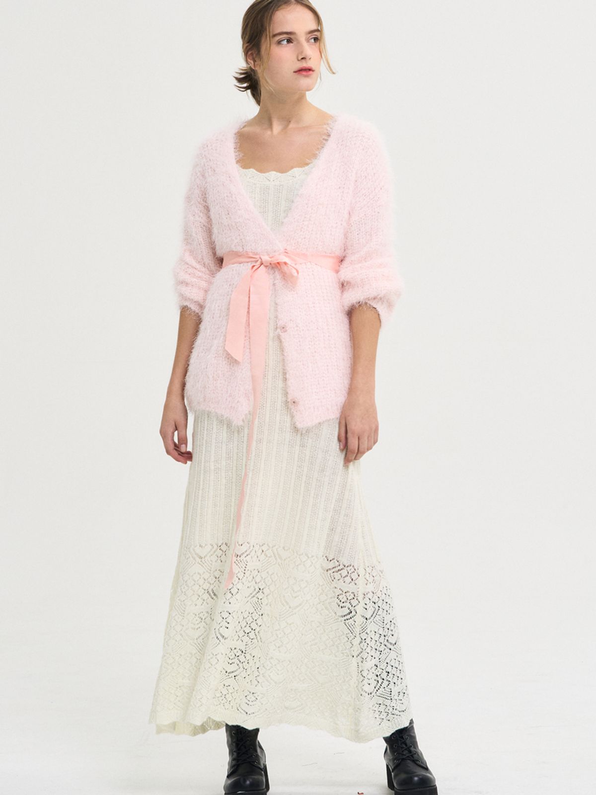 쏘리, 투 머치 러브(SORRY, TOO MUCH LOVE) Adorable Fur String Cardigan_Pink