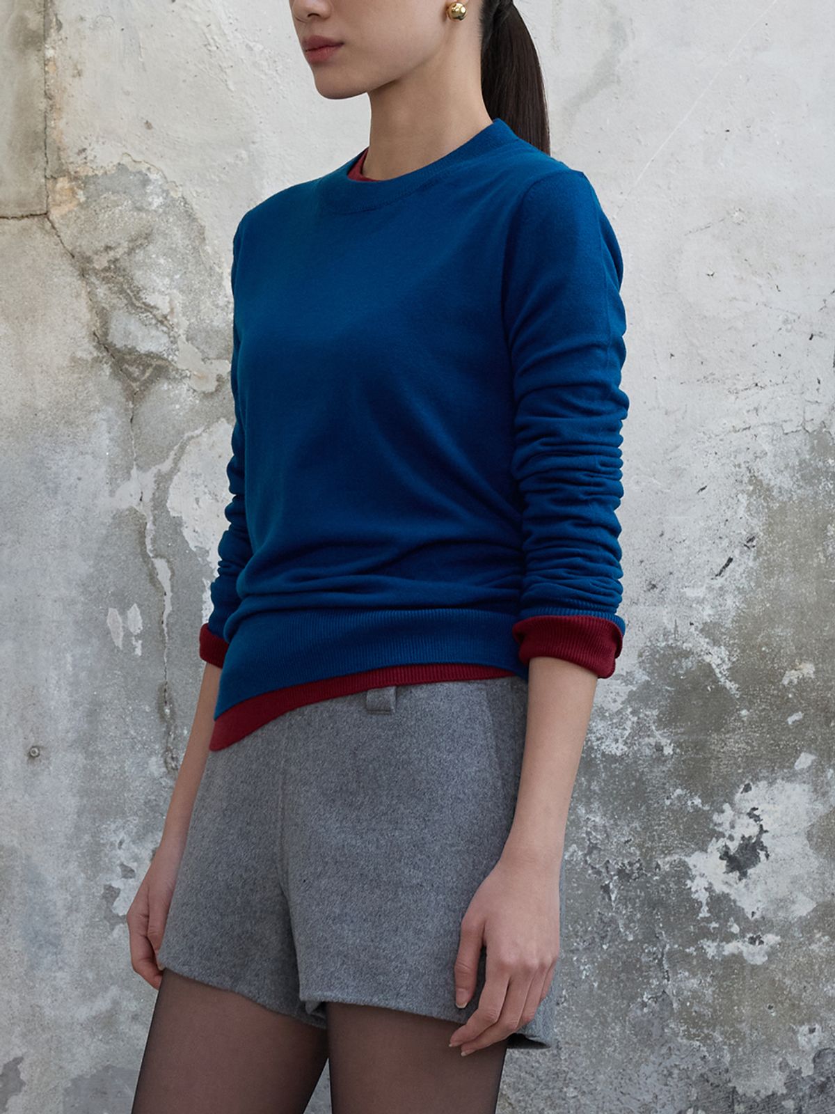 분닥세인츠(THE BOONDOCK SAINTS) Round Neck Wool Kint Top Deep Blue