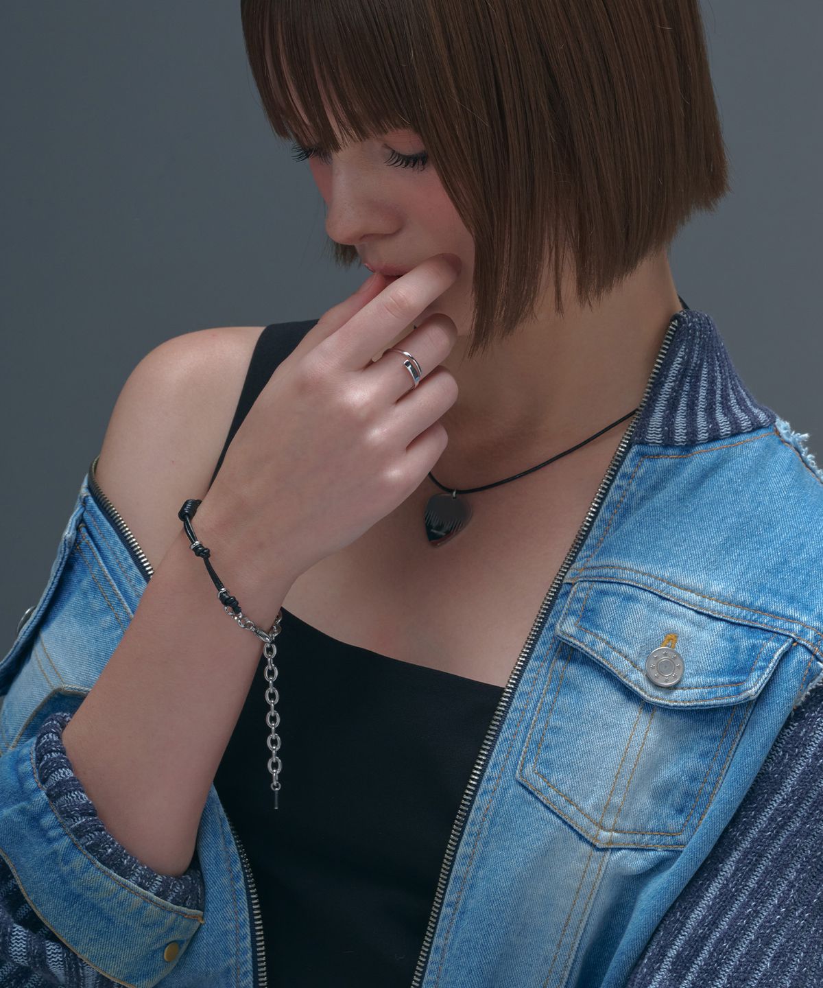 로맨티누어(ROMANTINUER) SN.172 Leather Chain Bracelet