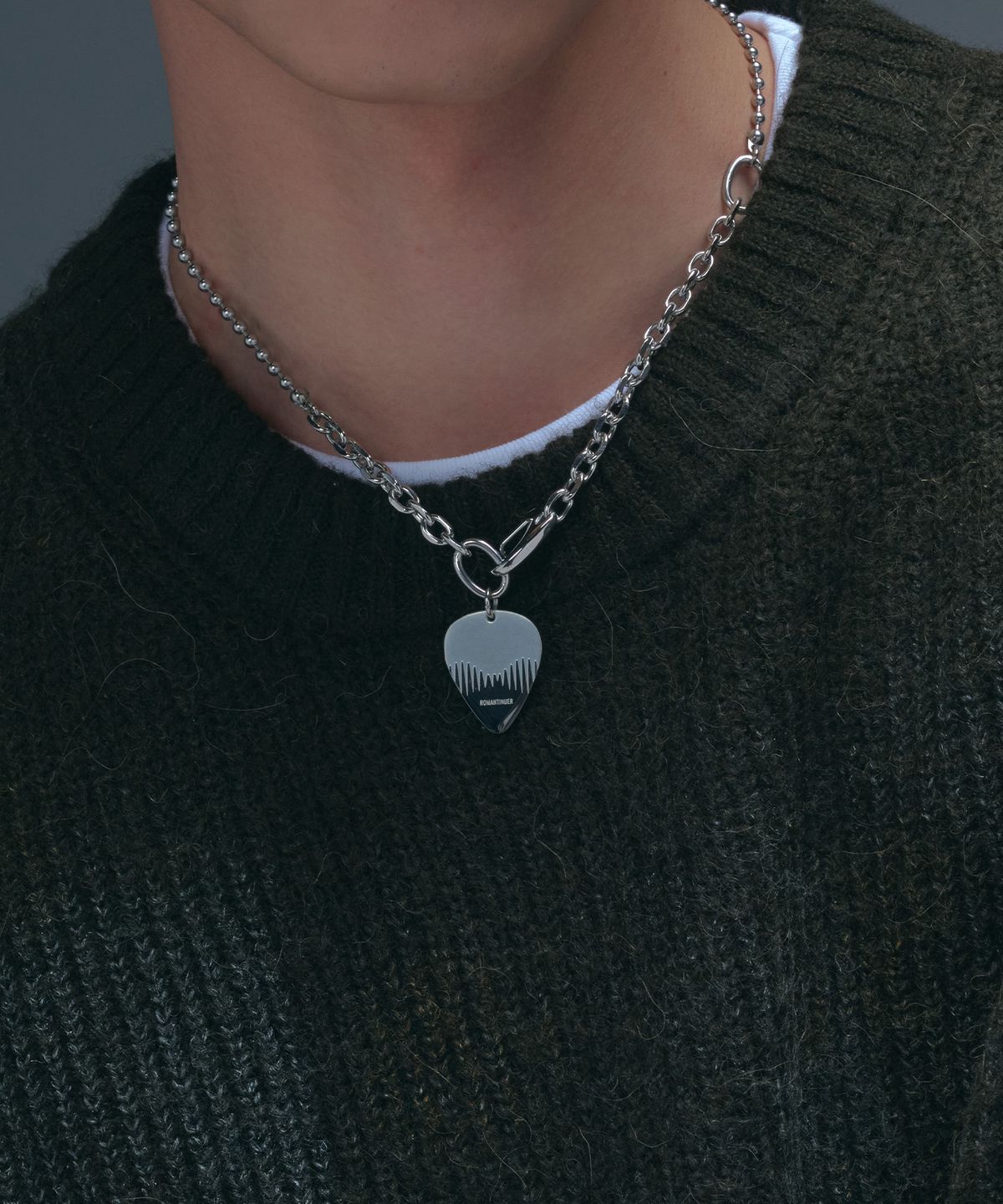 로맨티누어(ROMANTINUER) SN.178 Pick Pendant Mixed Chain Necklace