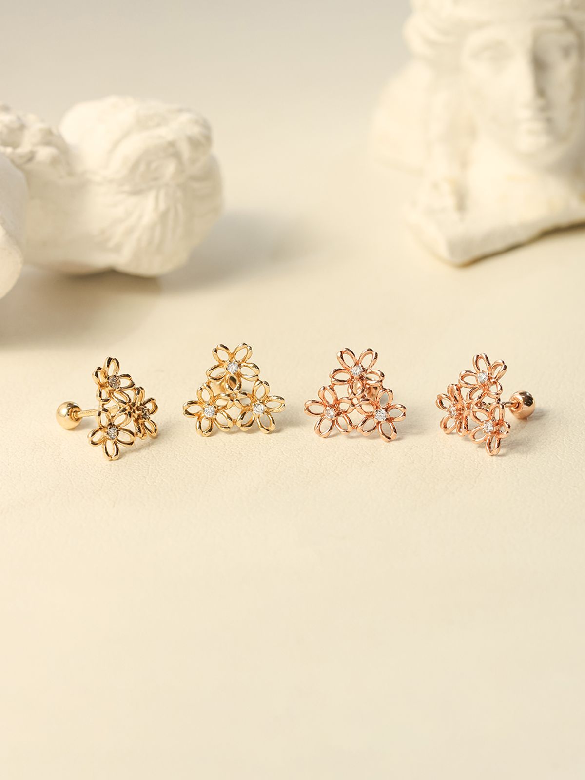 미니멀피어싱(MINIMALPIERCING) 14K 플라워 가든 피어싱 귀걸이