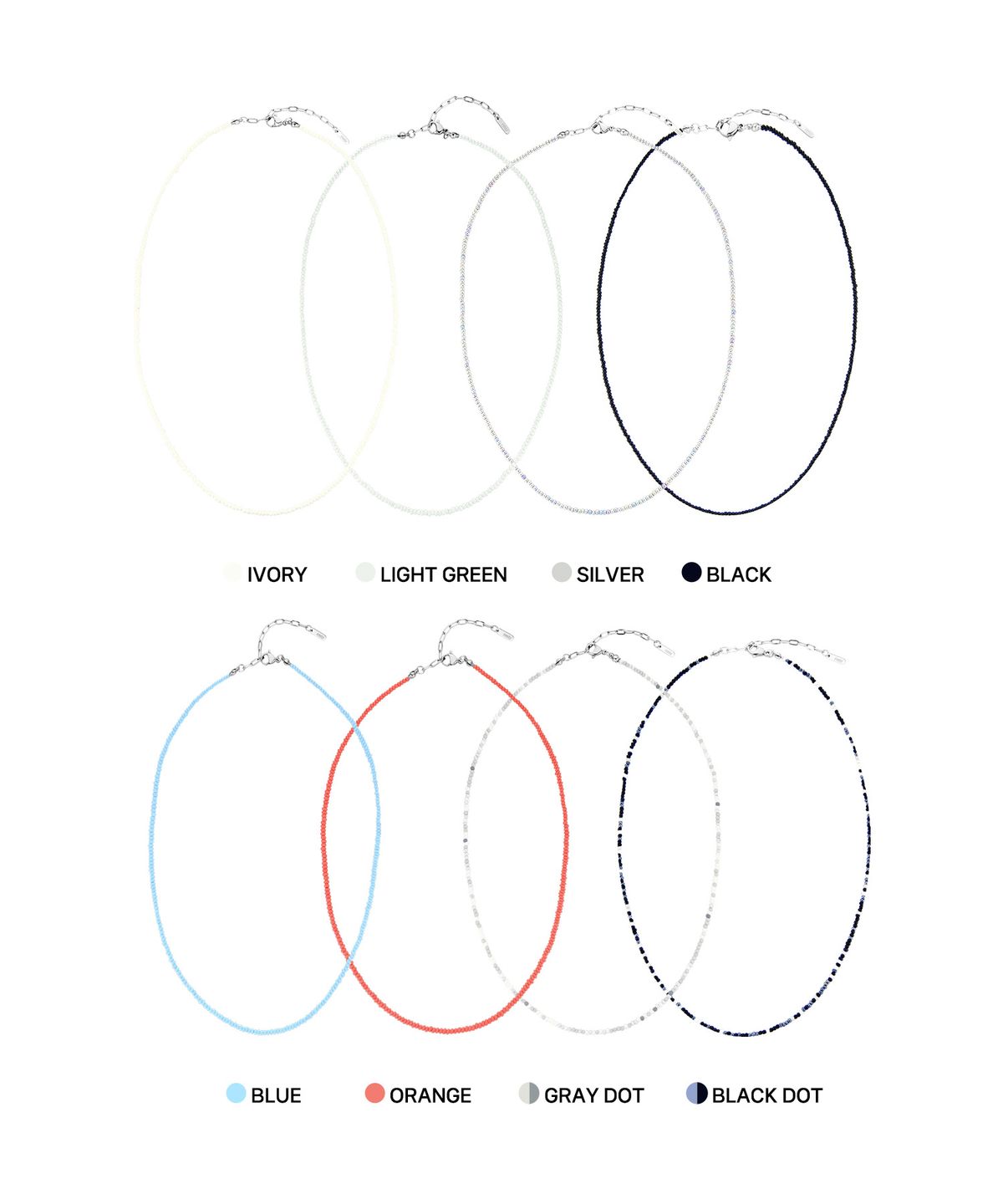 로맨티누어(ROMANTINUER) [1+1] Color Beads Necklace (8 colors)