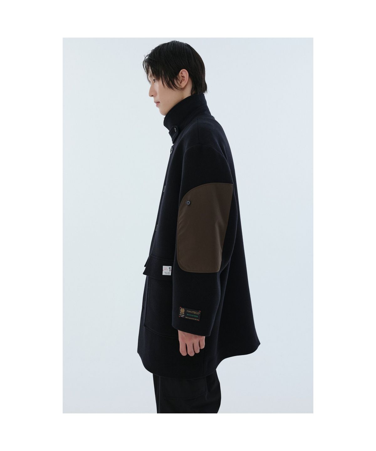 래코드(RECODE) Sleeve Patch Cargo Worker Half Coat_RKCAW24609BKX