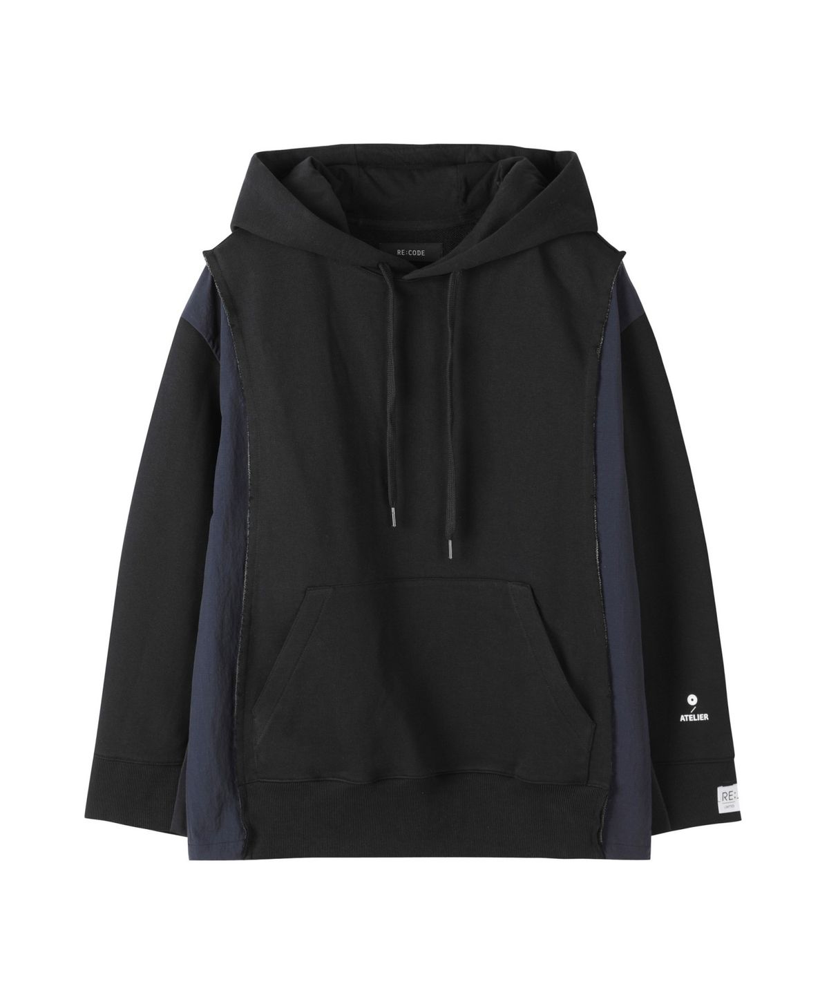래코드(RECODE) Jacket Sleeve Mixed Hoodie_RKTAA24617BKX