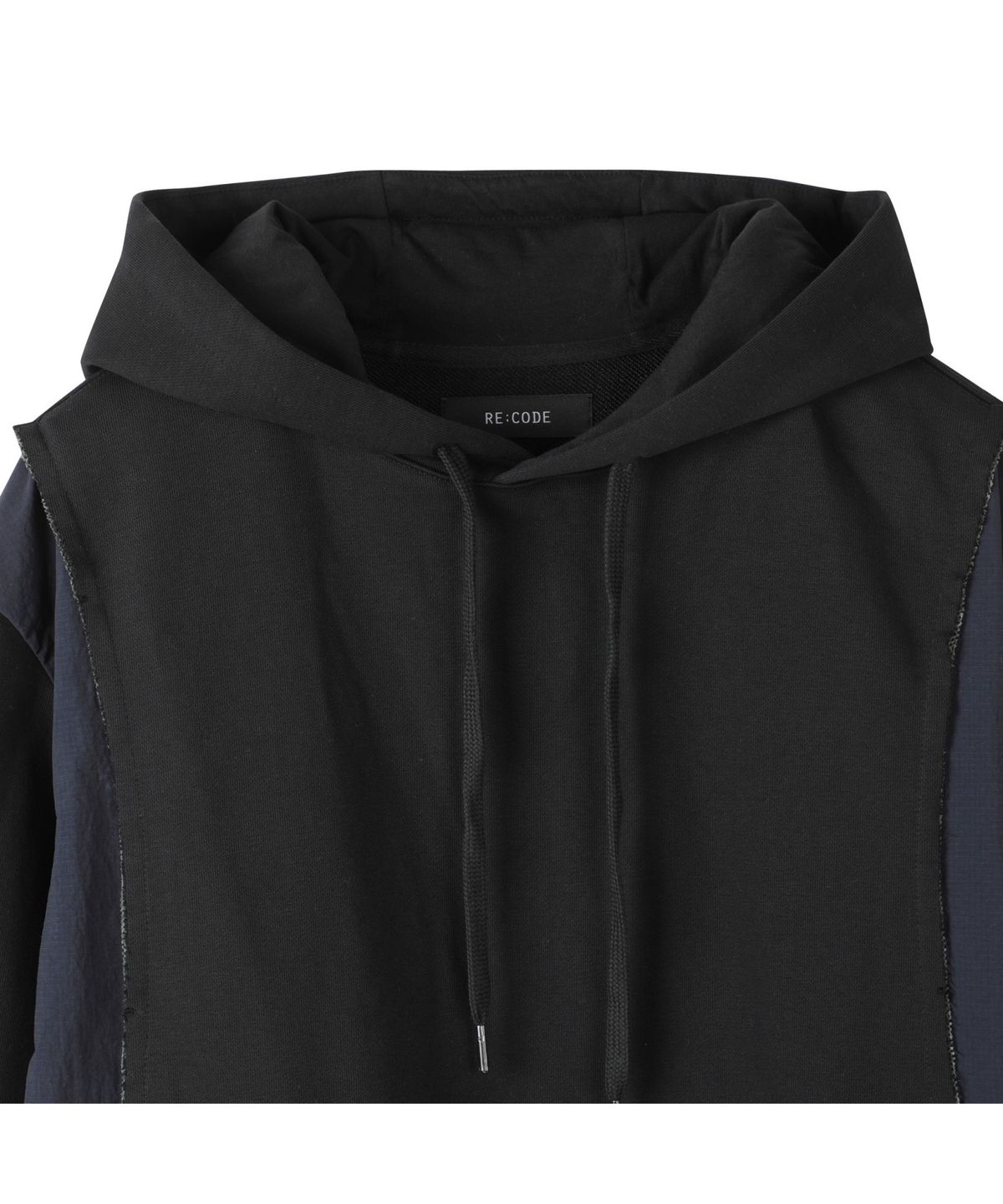 래코드(RECODE) Jacket Sleeve Mixed Hoodie_RKTAA24617BKX