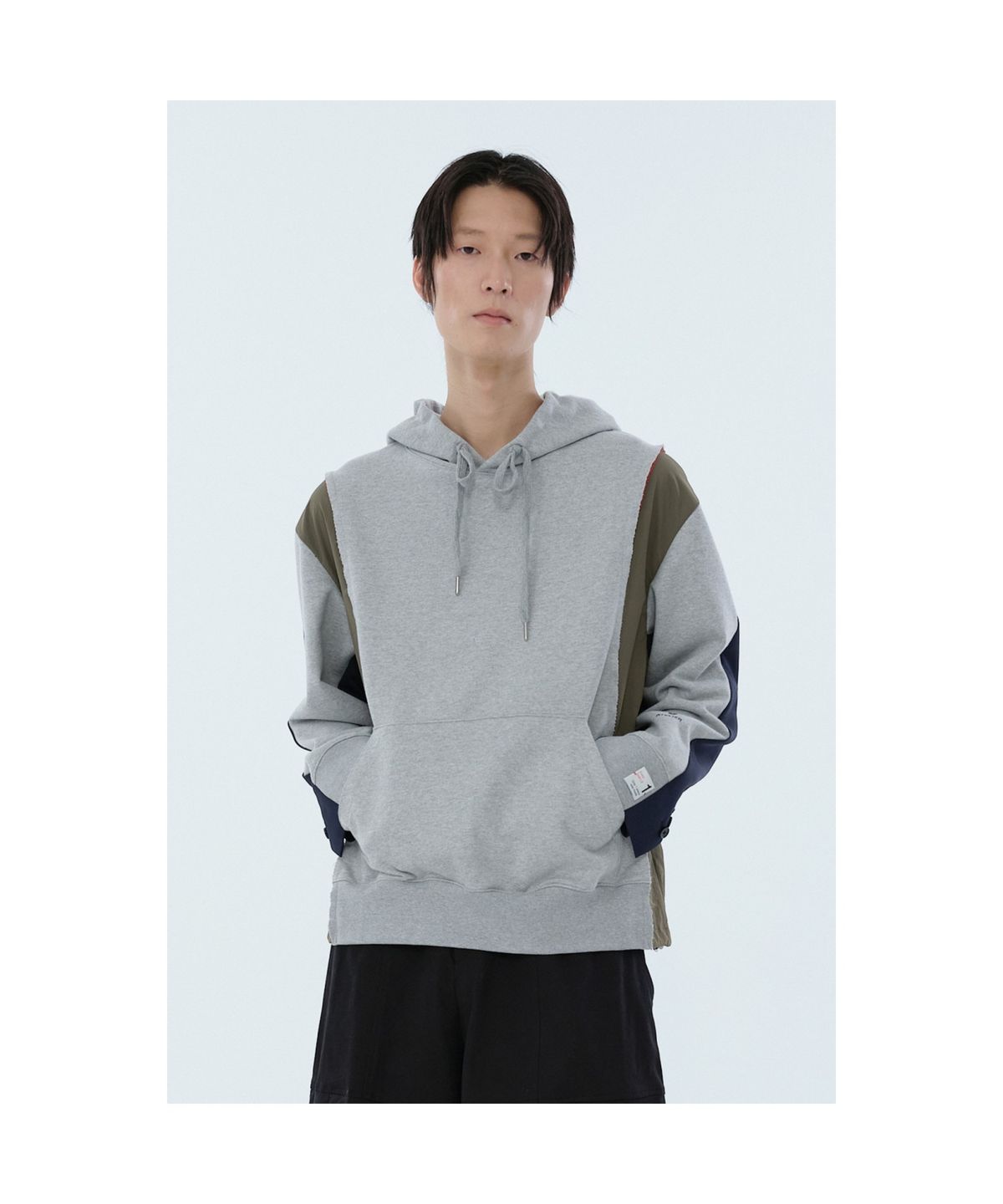 래코드(RECODE) Jacket Sleeve Mixed Hoodie_RKTAA24617GYX