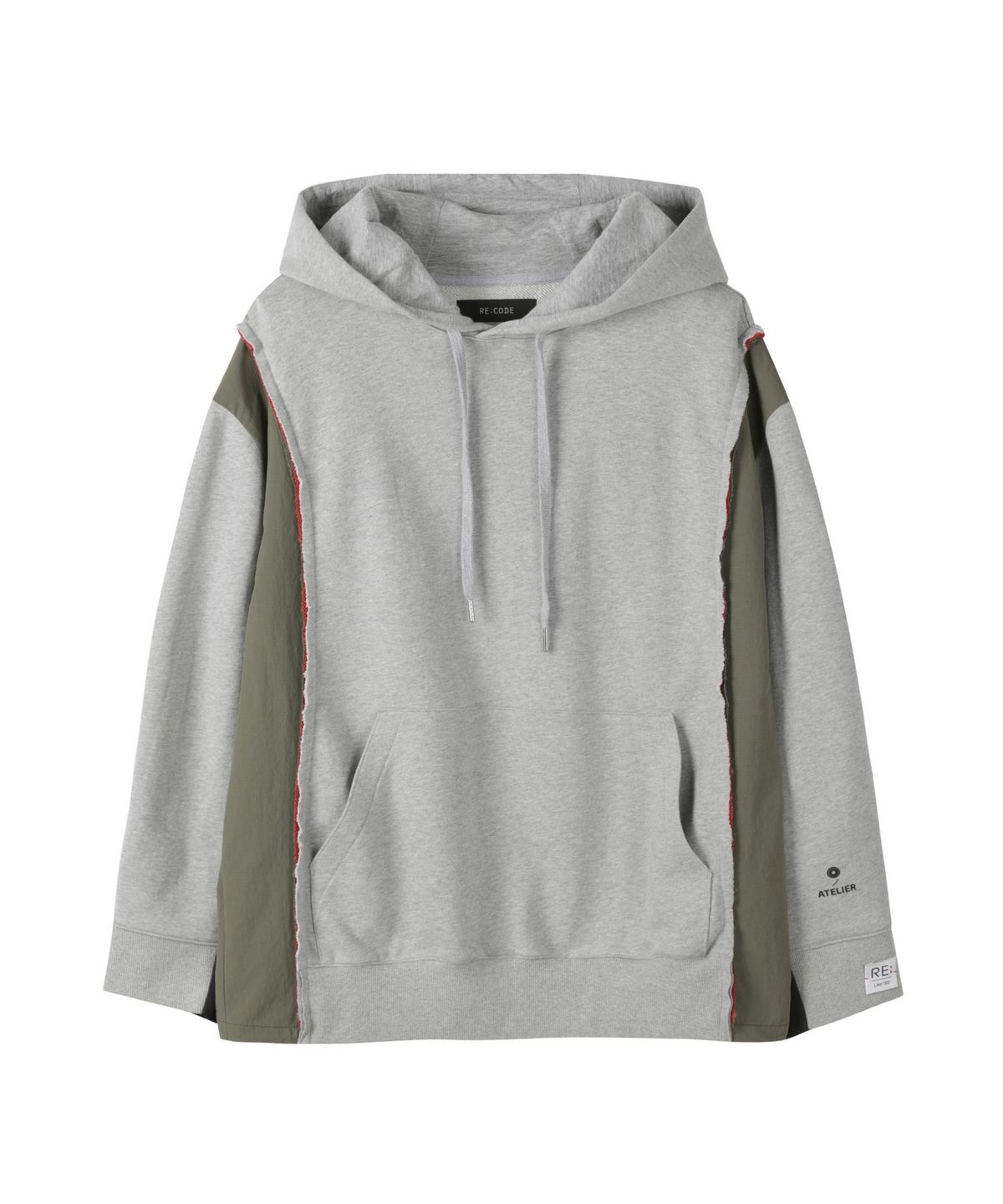 래코드(RECODE) Jacket Sleeve Mixed Hoodie_RKTAA24617GYX