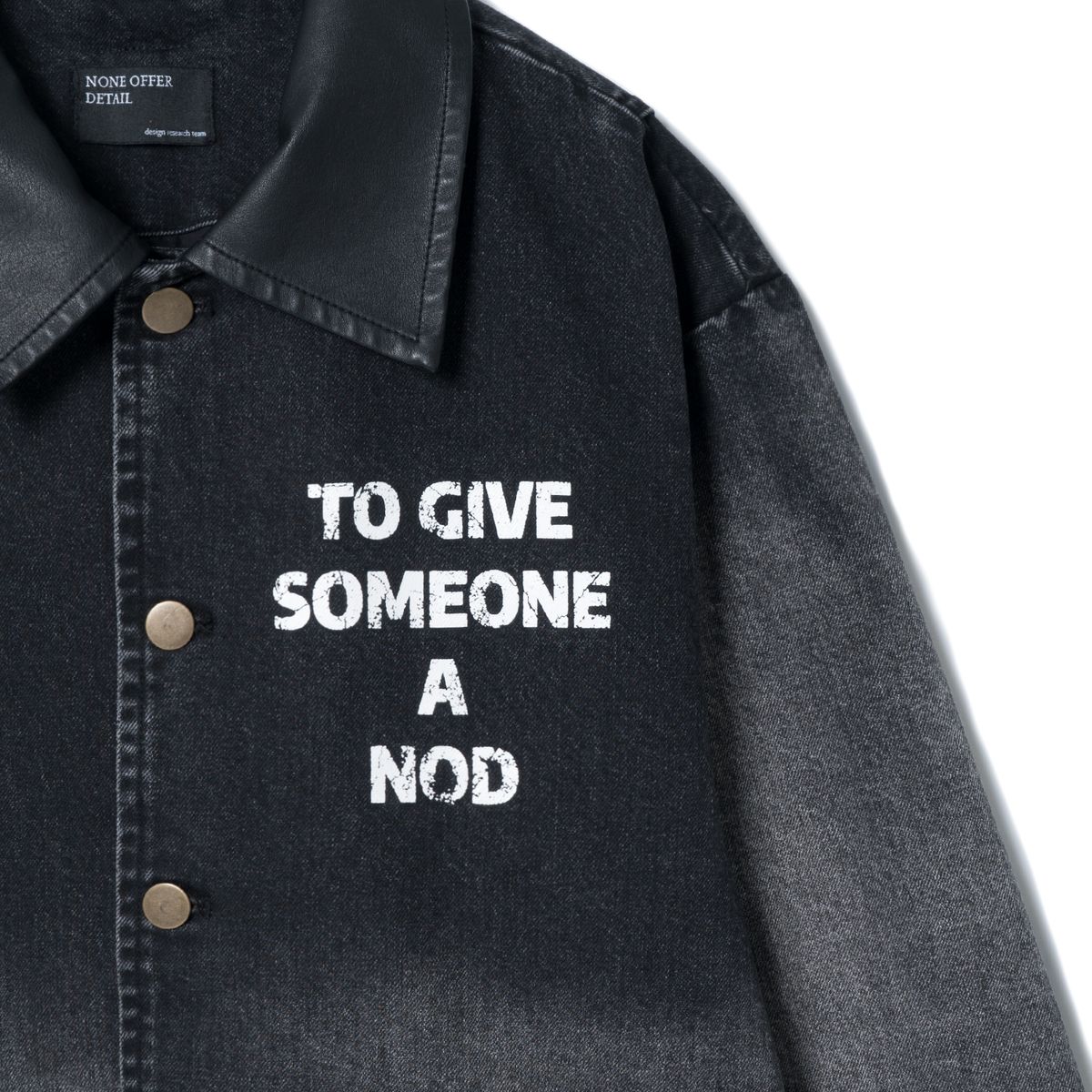 노드(NOD) Leather Collar Vintage jacket (Black denim)