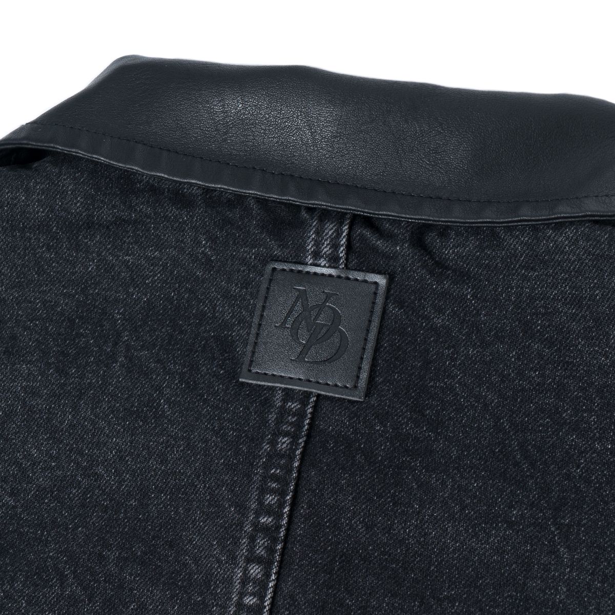 노드(NOD) Leather Collar Vintage jacket (Black denim)