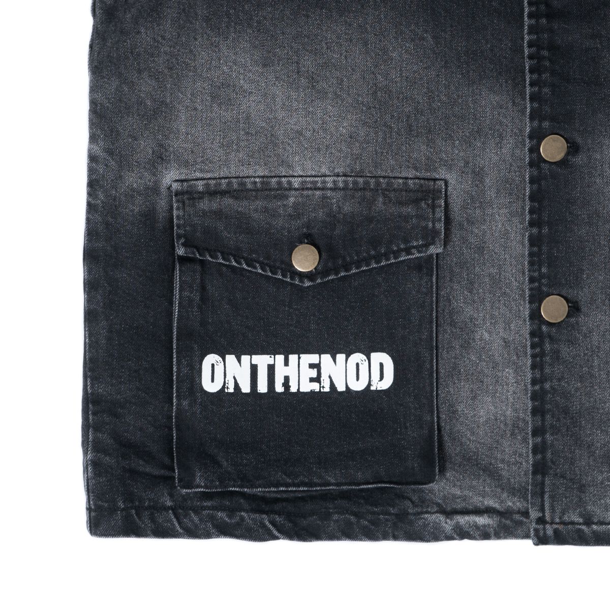 노드(NOD) Leather Collar Vintage jacket (Black denim)