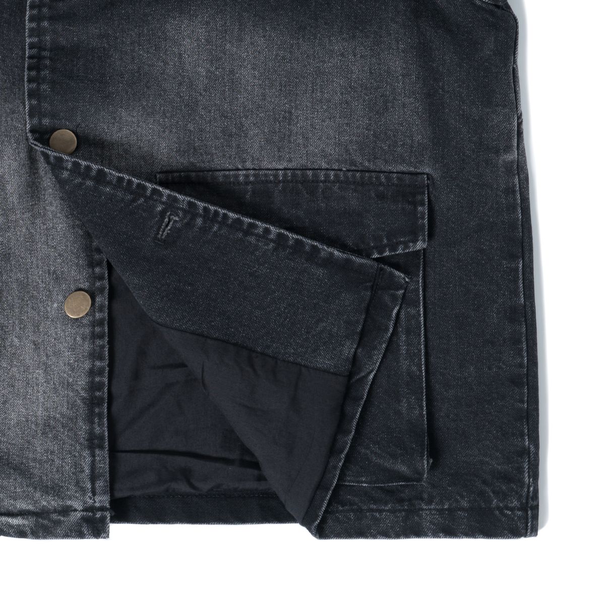 노드(NOD) Leather Collar Vintage jacket (Black denim)