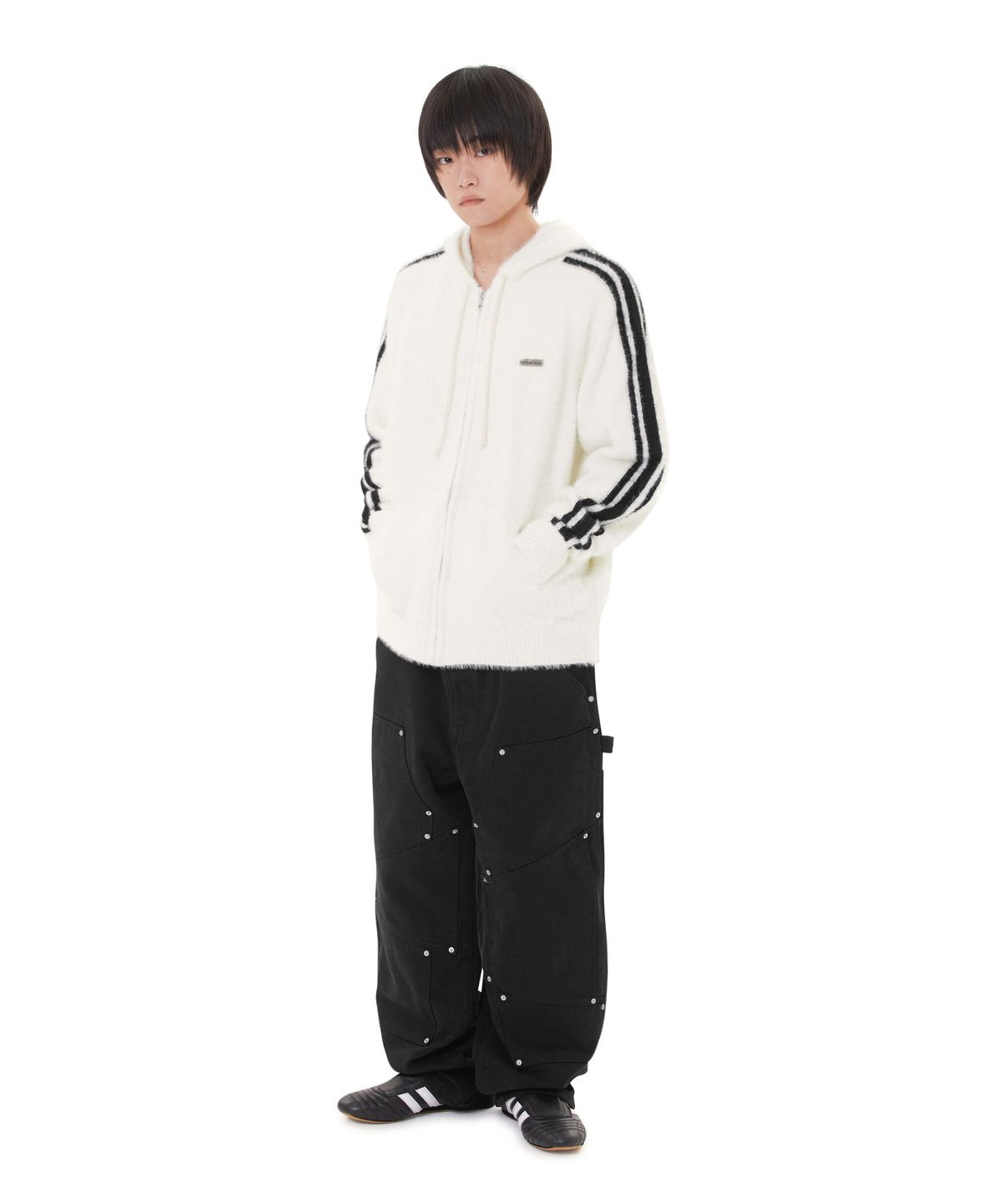 오픈야드(오와이)(OPENYARD(OY)) HAIRY KNIT HOODIE ZIP UP - CREAM