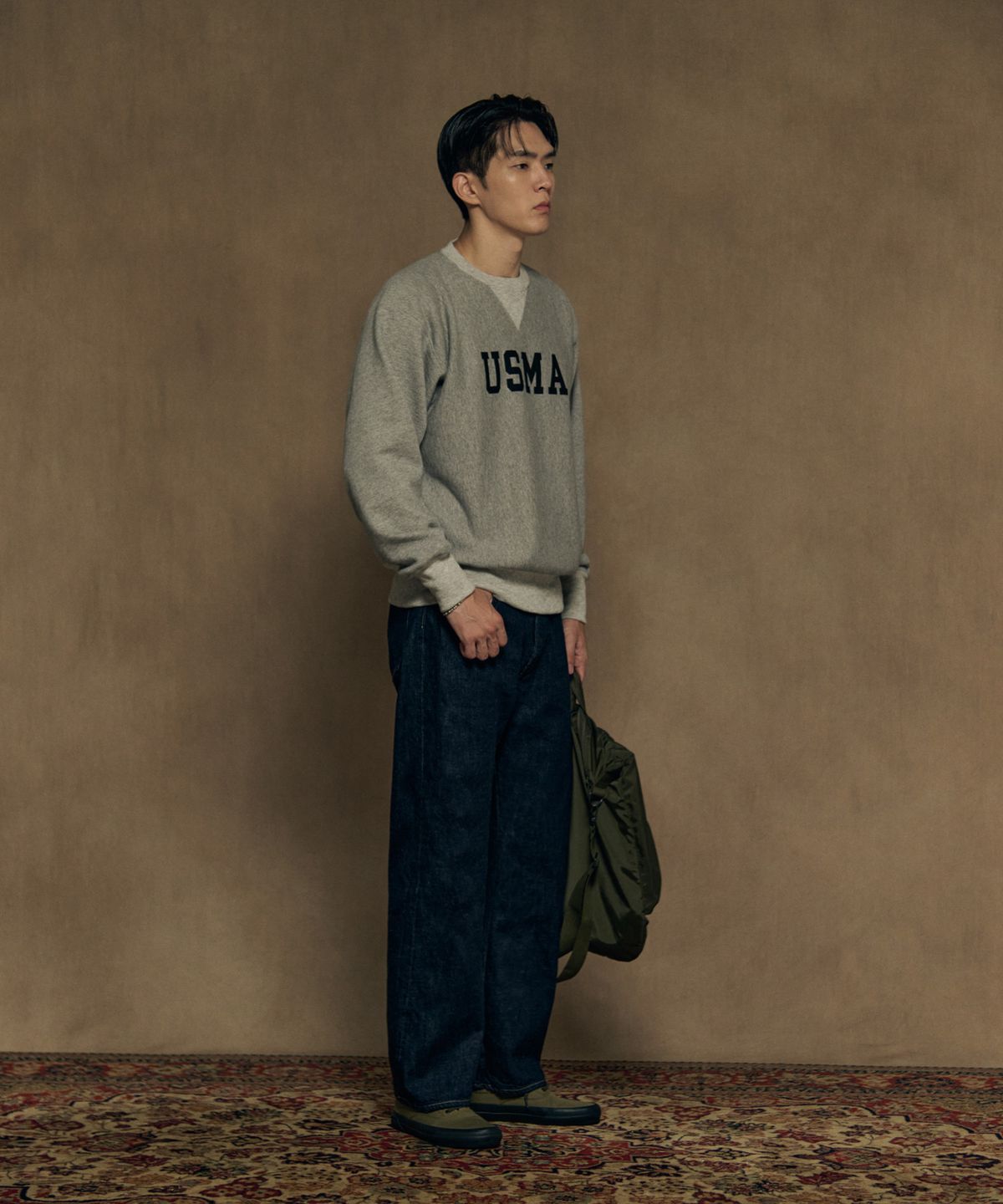 브론슨(BRONSON) USMA Reverse Weave Pullover Sweatshirt Grey