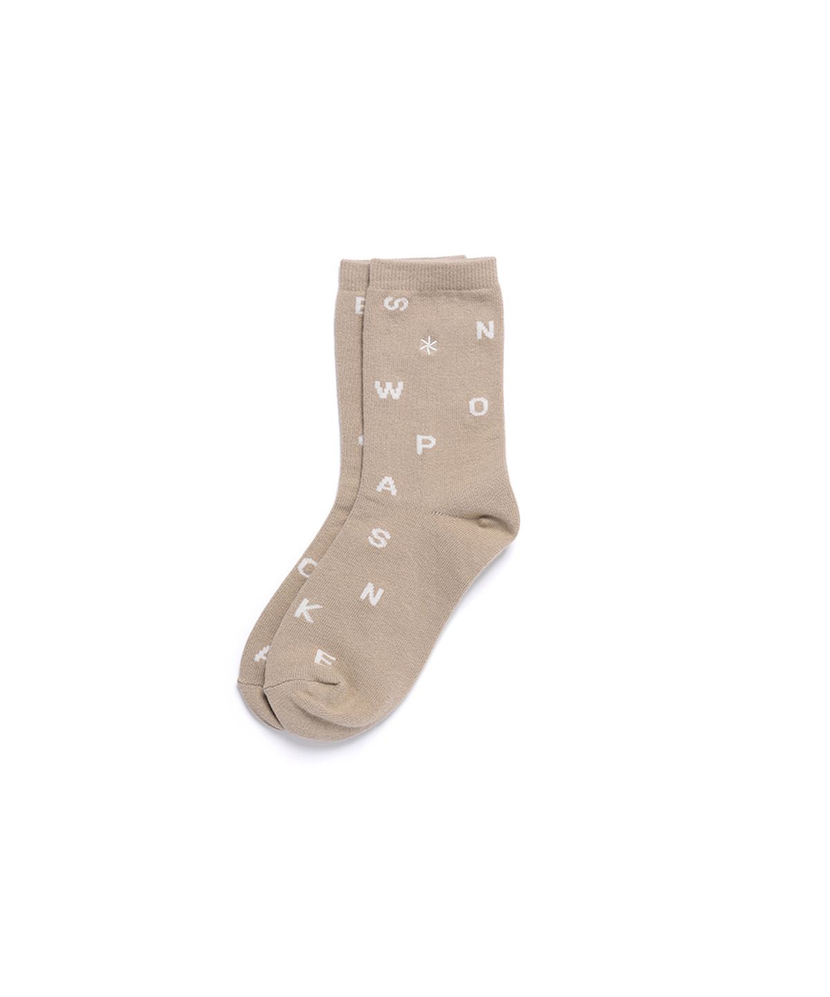 스노우피크 어패럴(SNOWPEAK APPAREL) [2pack SET] 베이직 알파벳 크루 삭스 패키지 (S24FUFSO05) Off White + Beige