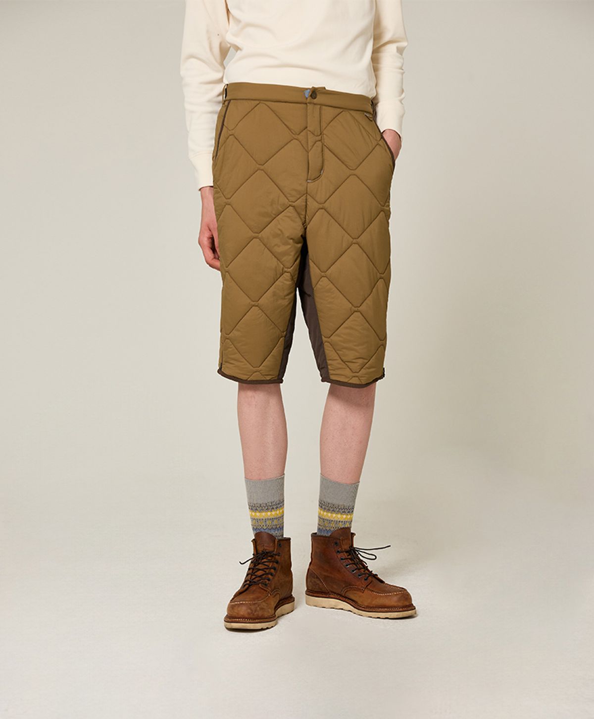 누크피터(NUUKFITTER) AERO FULL ZIP PADDING SHORT_MEN [BEIGE]