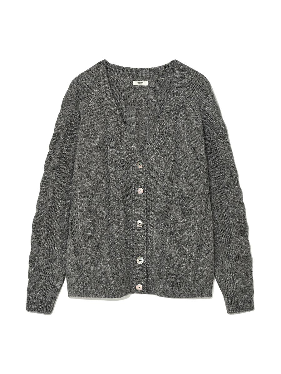 MUSINSA | GLOWNY G CABLE CARDIGAN (CHARCOAL)