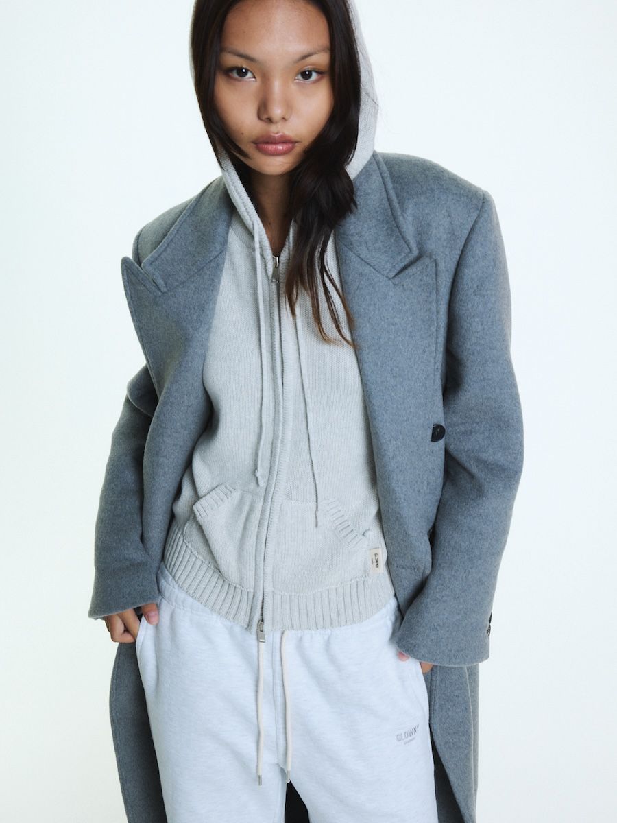 MUSINSA | GLOWNY G CLASSIC KNIT ZIP UP (GRAY)