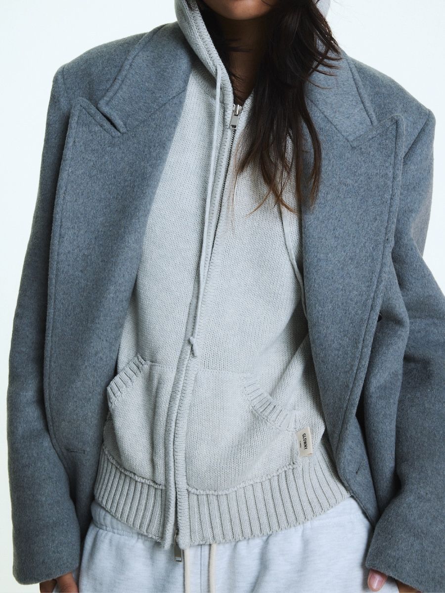 MUSINSA | GLOWNY G CLASSIC KNIT ZIP UP (GRAY)