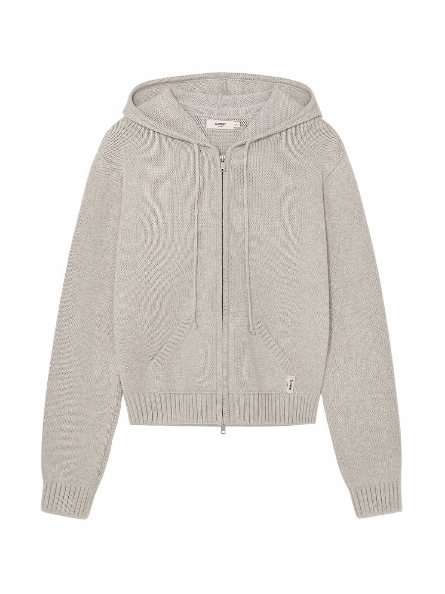 MUSINSA | GLOWNY G CLASSIC KNIT ZIP UP (GRAY)