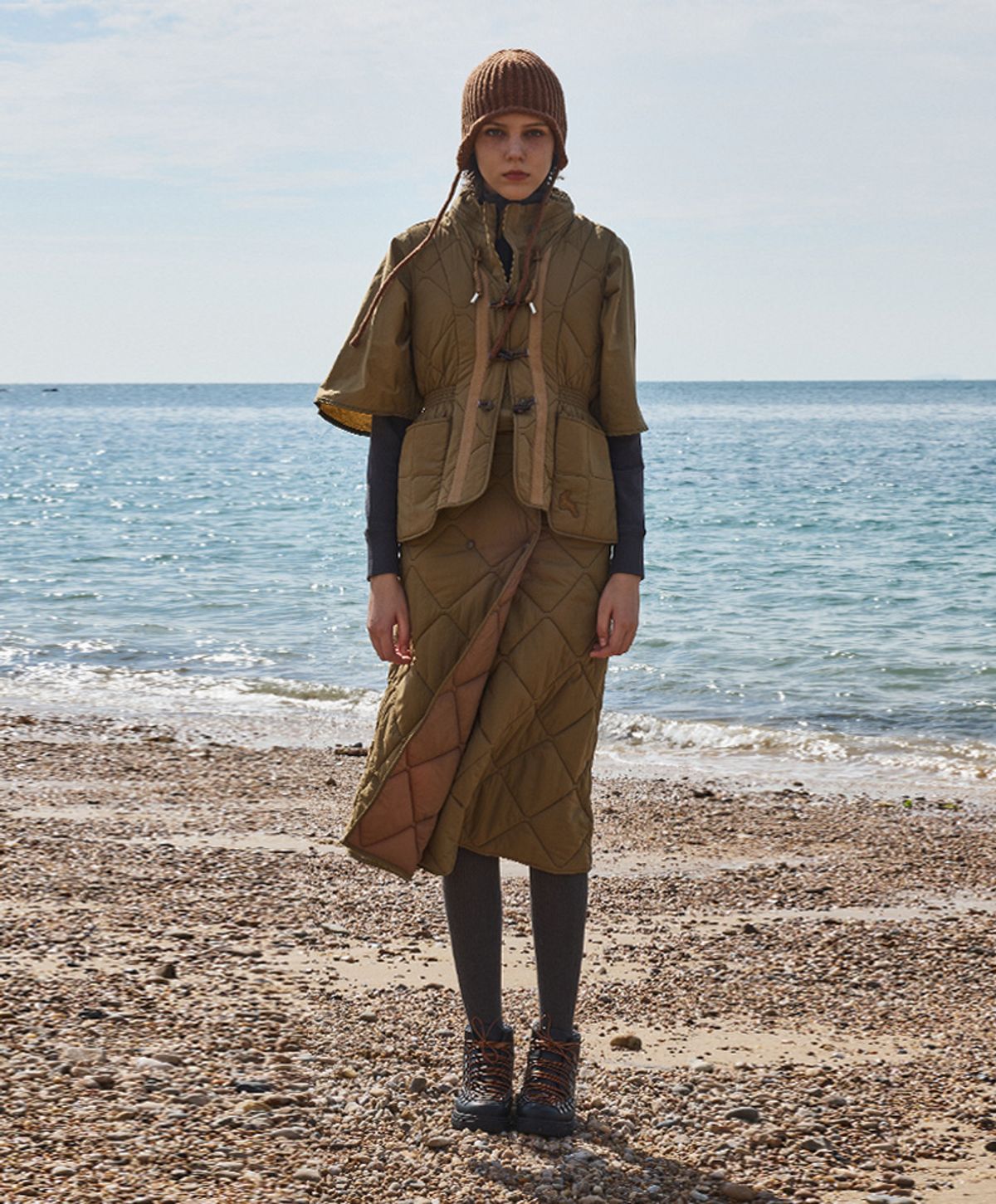 누크피터(NUUKFITTER) AERO SNAP PADDING WRAP SKIRT_WOMEN [BEIGE]