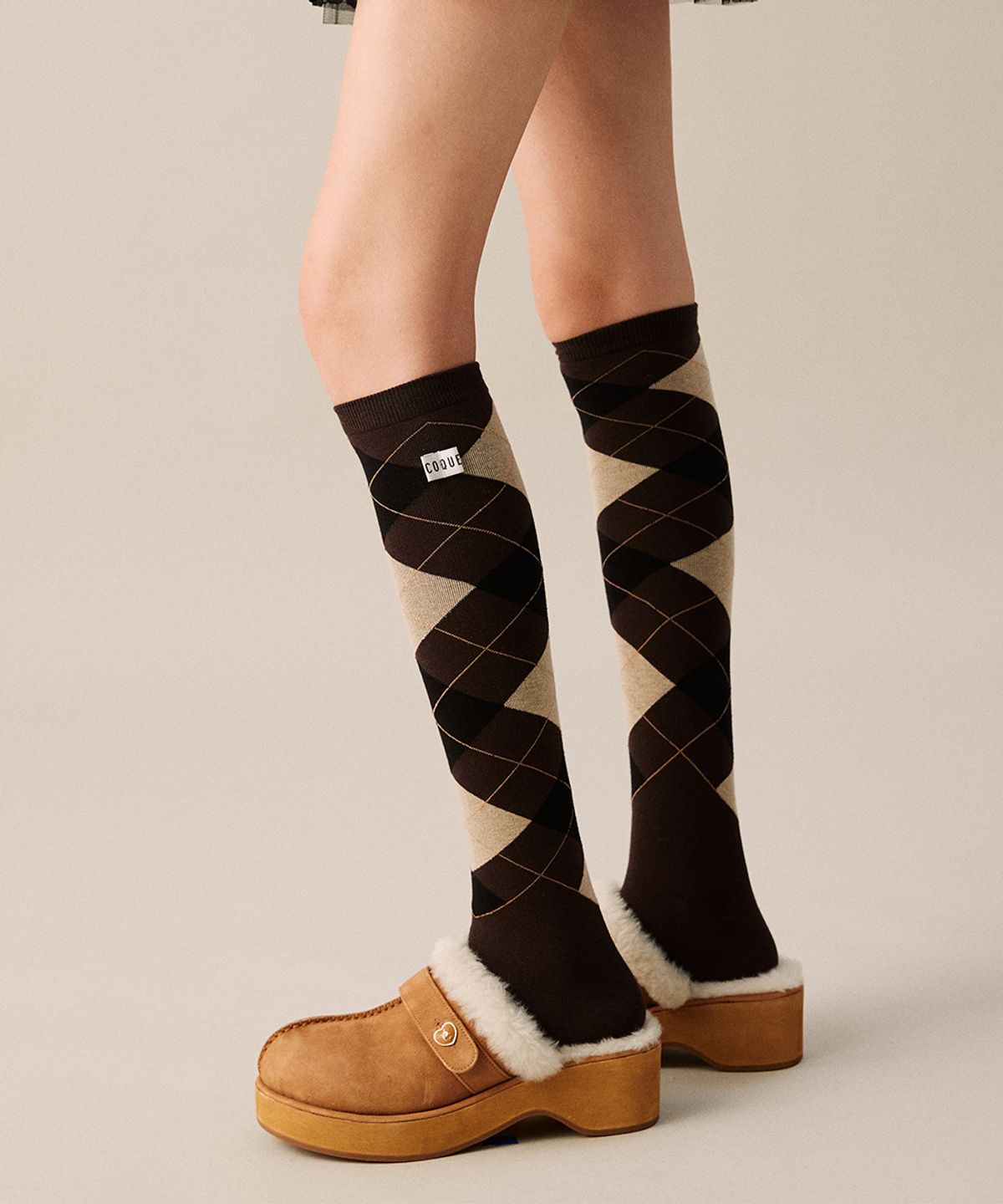 코케트(COQUET) ARGYLE OVER KNEE SOCKS BROWN