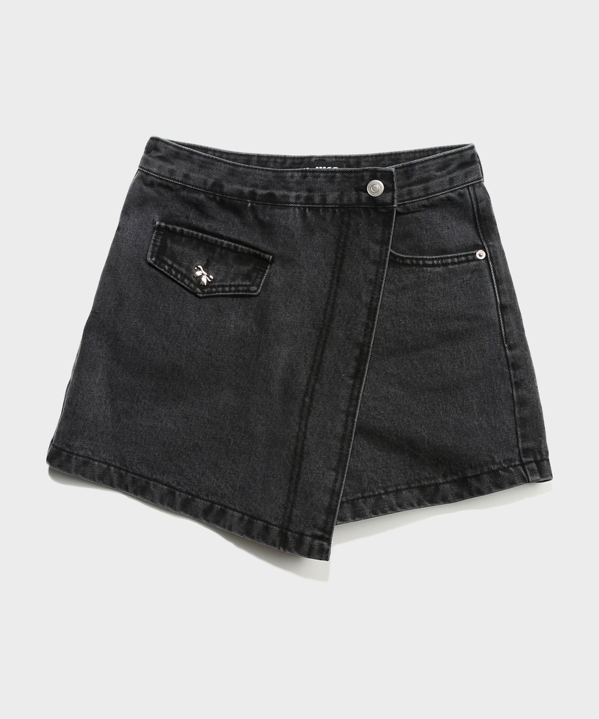키지코(KIJIKO) Wrap Denim Skirt Pants Washed Black