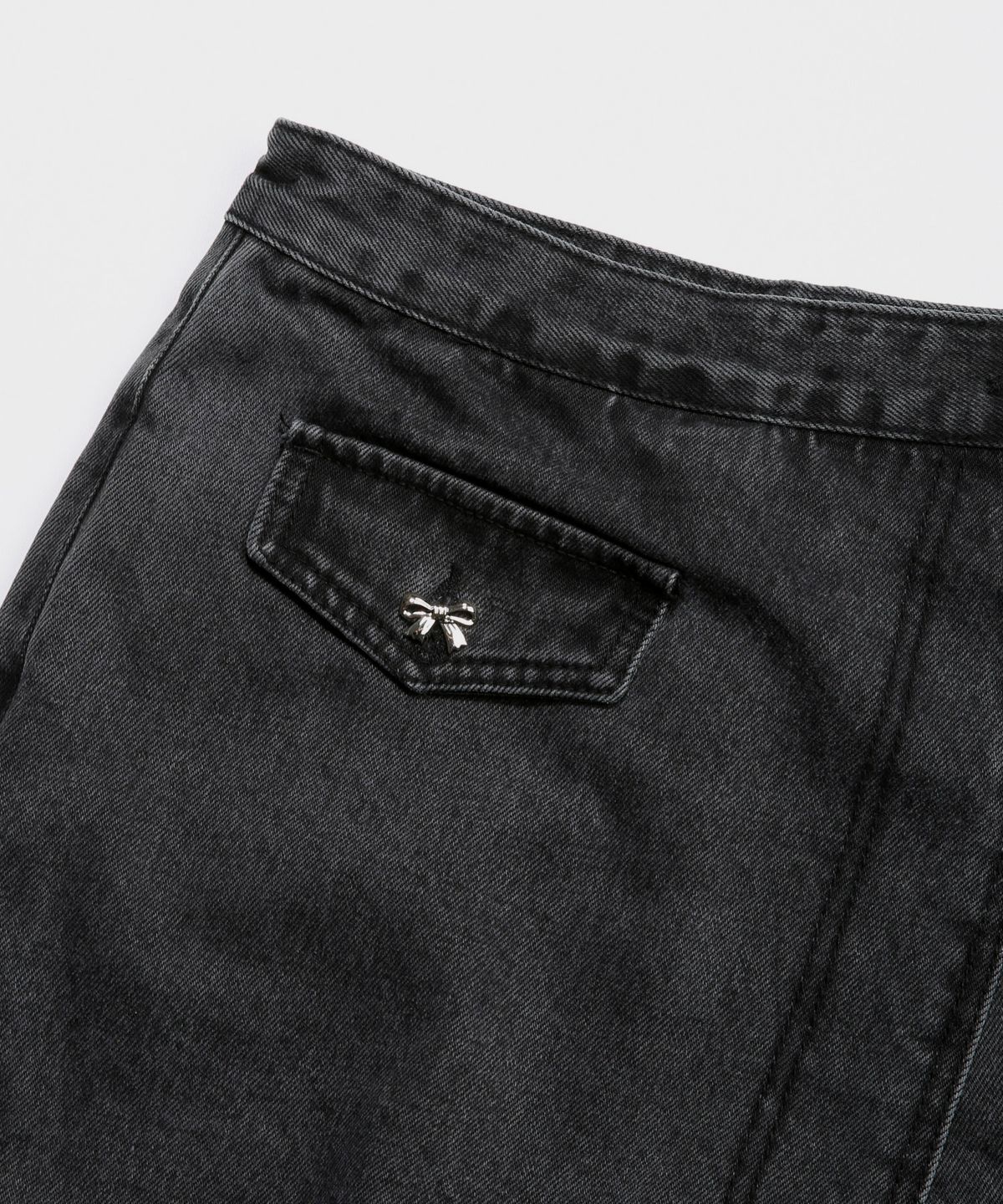 키지코(KIJIKO) Wrap Denim Skirt Pants Washed Black