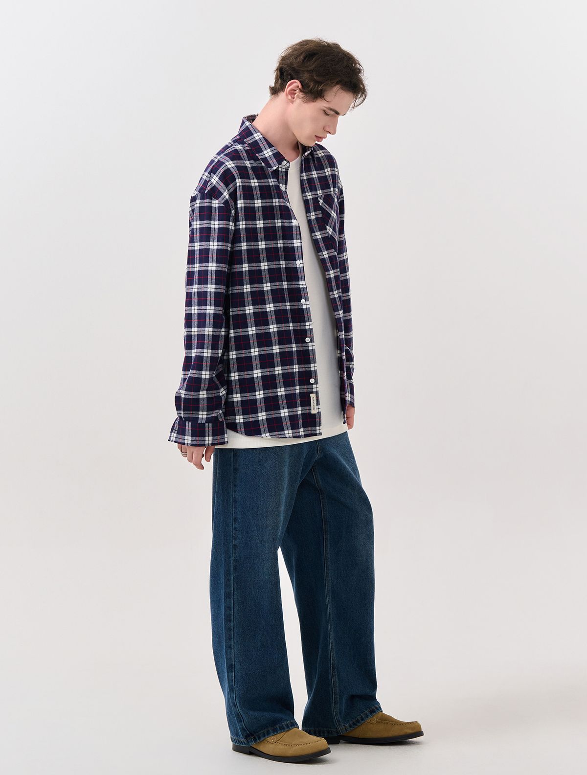 제너럴아이디어(GENERALIDEA) UNISEX 스탠다드 타탄체크 셔츠 [NAVY] / SBD3U03003