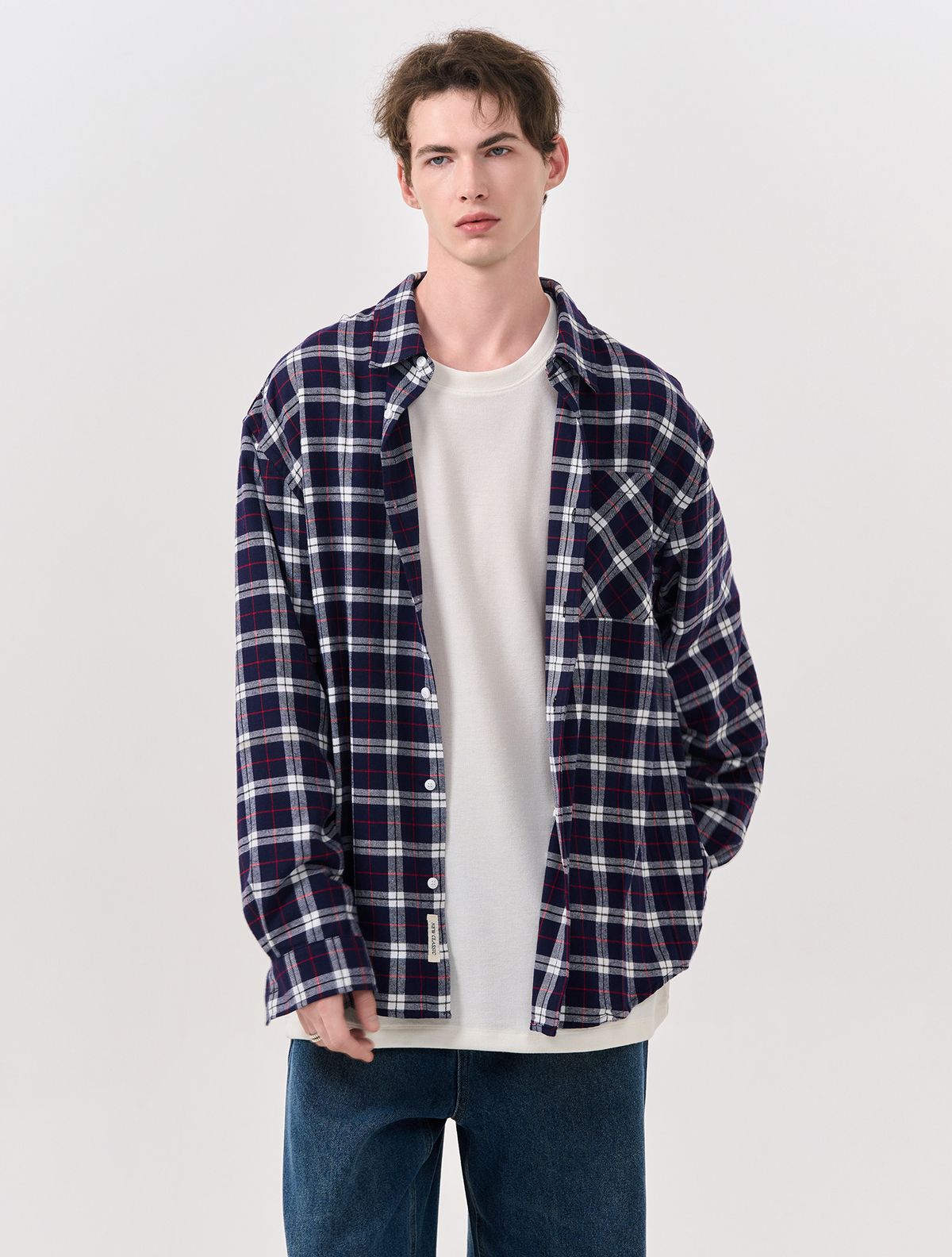 제너럴아이디어(GENERALIDEA) UNISEX 스탠다드 타탄체크 셔츠 [NAVY] / SBD3U03003