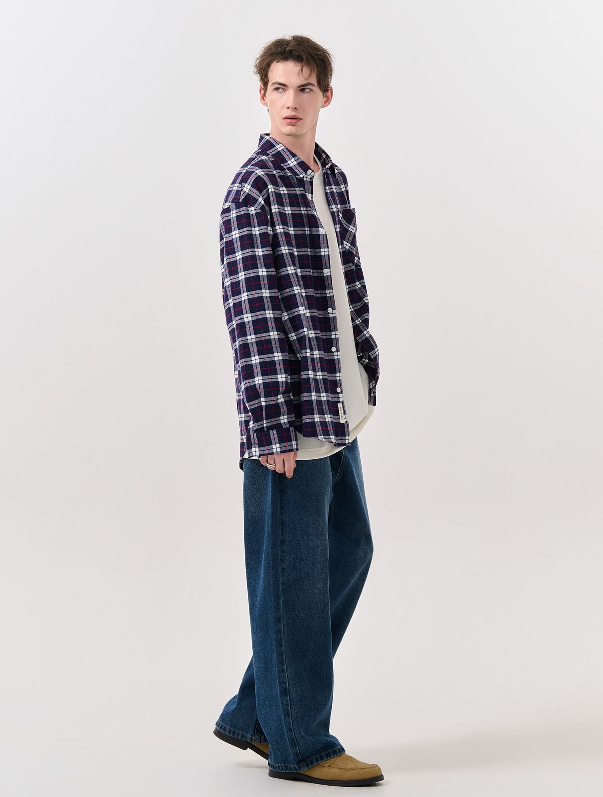 제너럴아이디어(GENERALIDEA) UNISEX 스탠다드 타탄체크 셔츠 [NAVY] / SBD3U03003